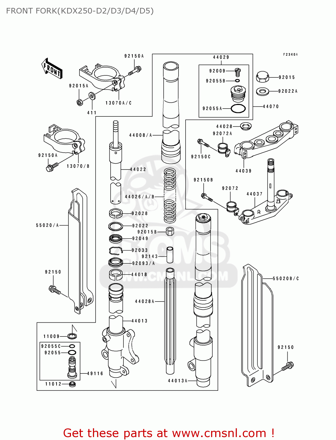 FRONT FORK(KDX250-D2/D3/D4/D5) KDX250-D6 1995 FRANCE