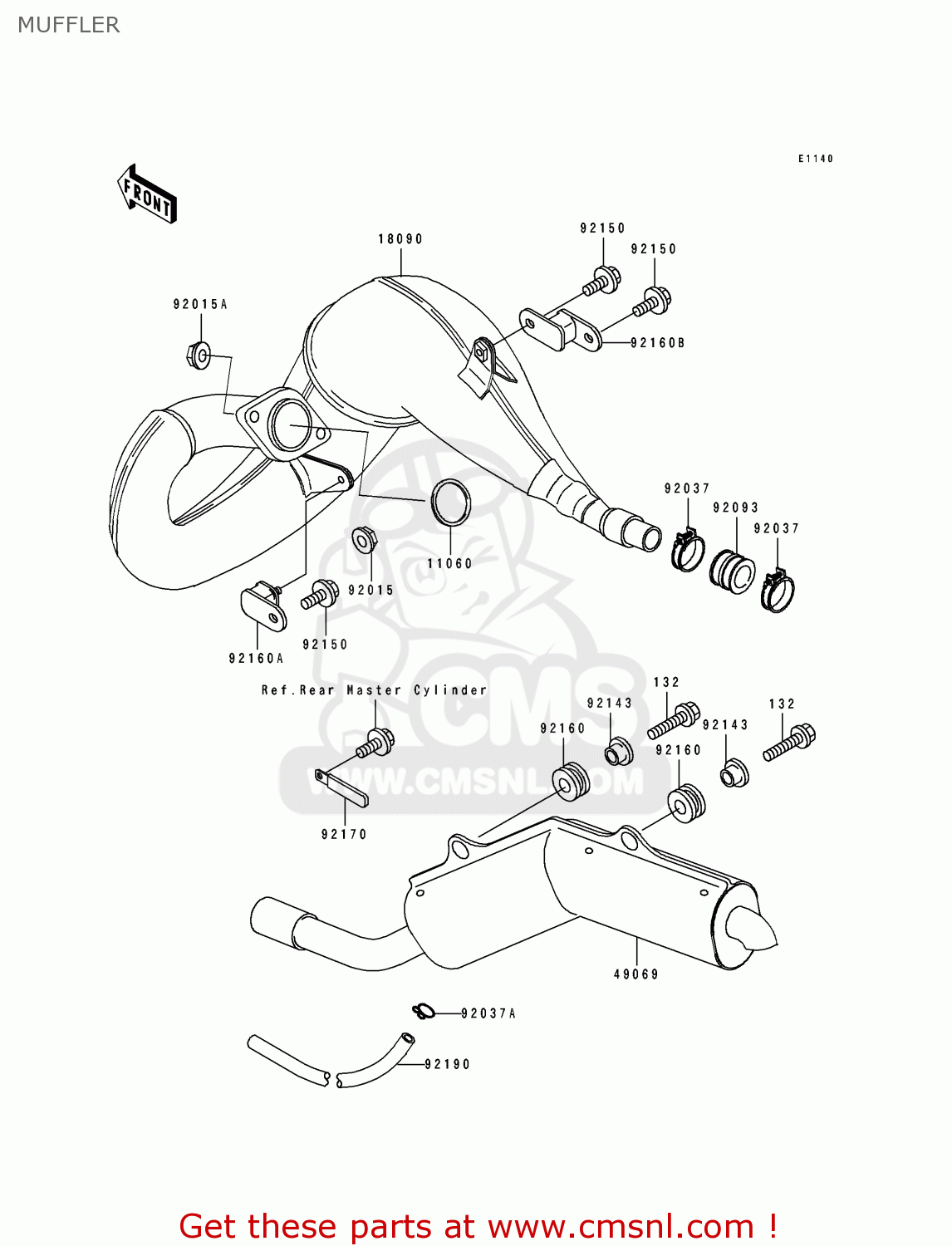 MUFFLER KDX250-E1 1991 EUROPE FR GR AS
