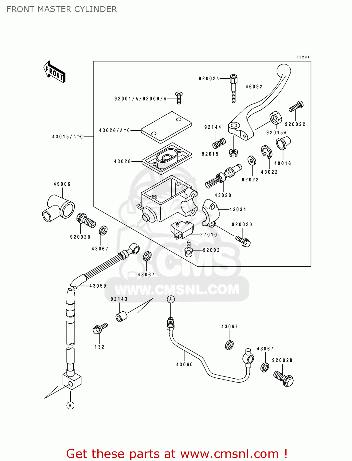 FRONT MASTER CYLINDER KDX250-E1 1991 EUROPE FR GR AS