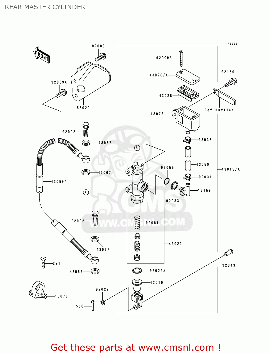 REAR MASTER CYLINDER KDX250-E1 1991 EUROPE FR GR AS