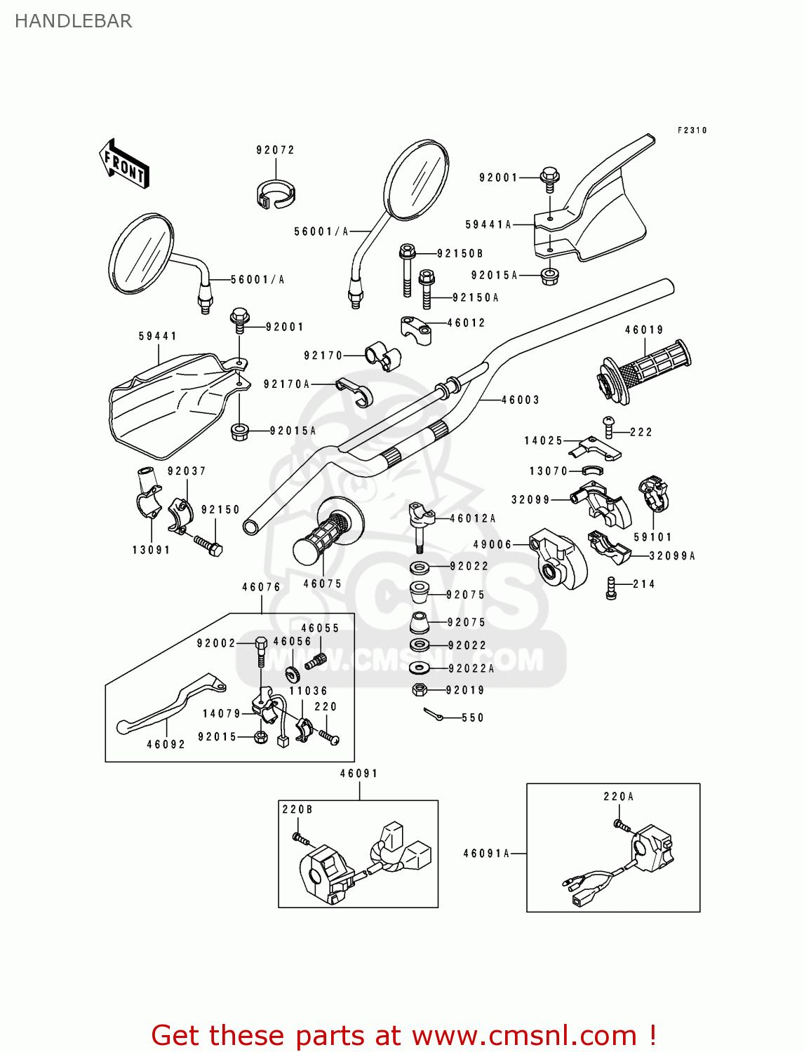HANDLEBAR KDX250-E1 1991 EUROPE FR GR AS