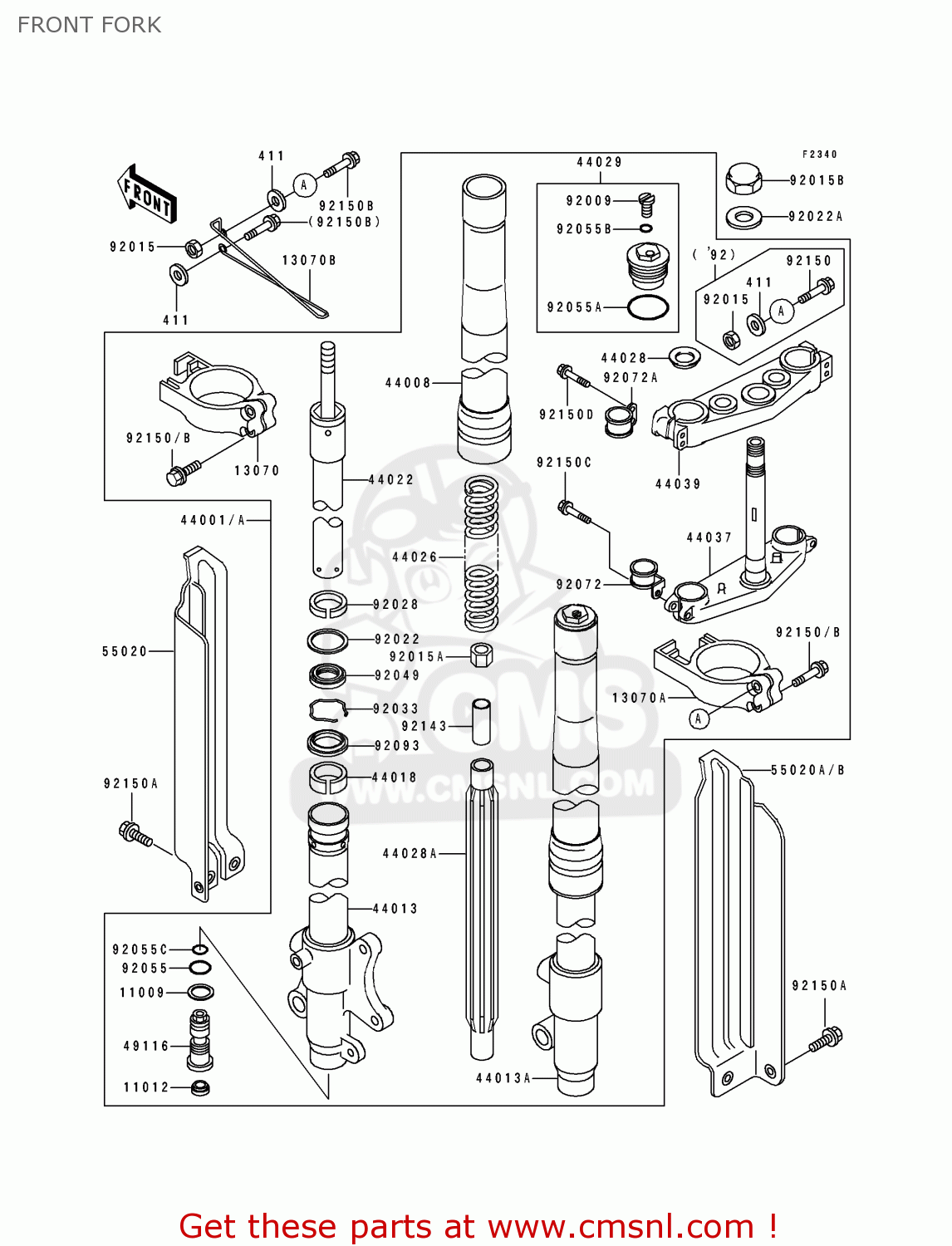 FRONT FORK KDX250-E1 1991 EUROPE FR GR AS