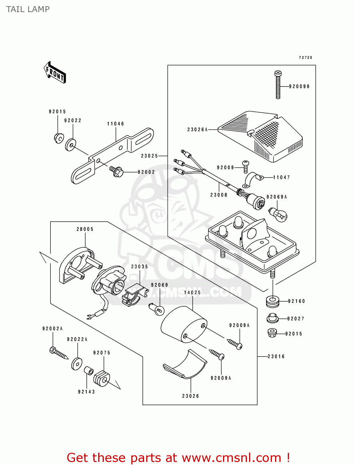 TAIL LAMP KDX250-E1 1991 EUROPE FR GR AS