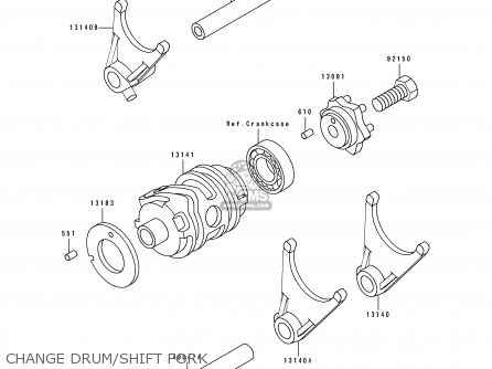 CHANGE DRUM/SHIFT FORK - KDX250-E1 1991 EUROPE FR GR AS