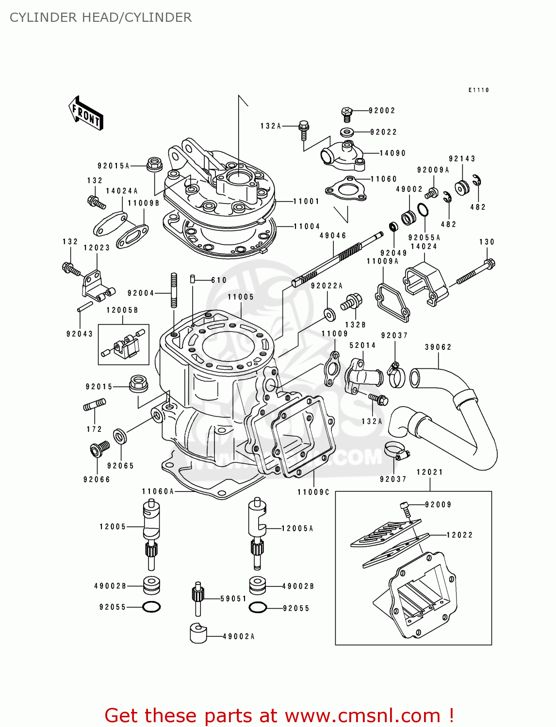 CYLINDER HEAD/CYLINDER KDX250-E2 1992 EUROPE FR GR AS