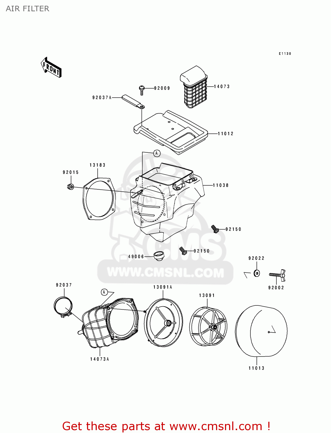 AIR FILTER KDX250-E2 1992 EUROPE FR GR AS