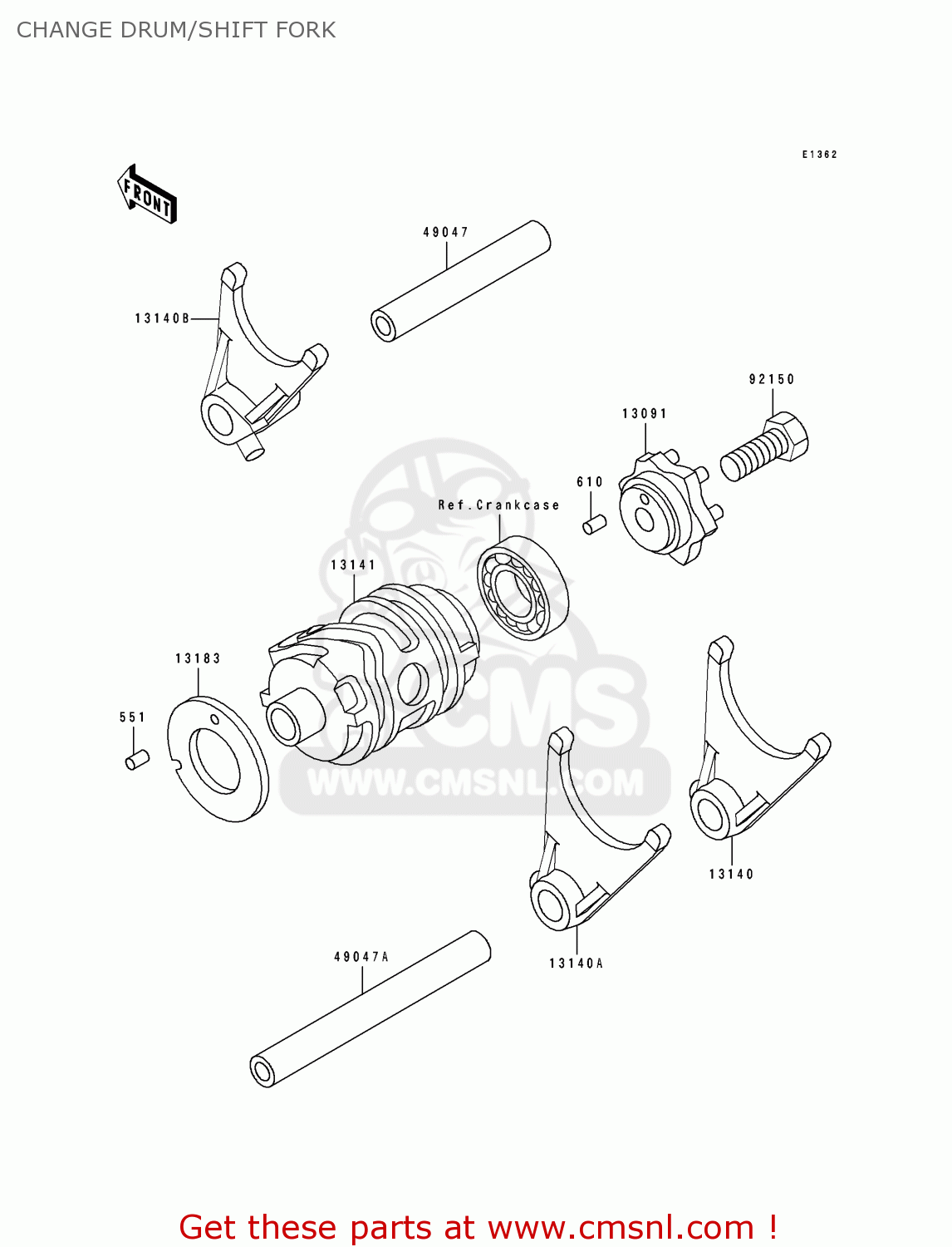 CHANGE DRUM/SHIFT FORK KDX250-E2 1992 EUROPE FR GR AS