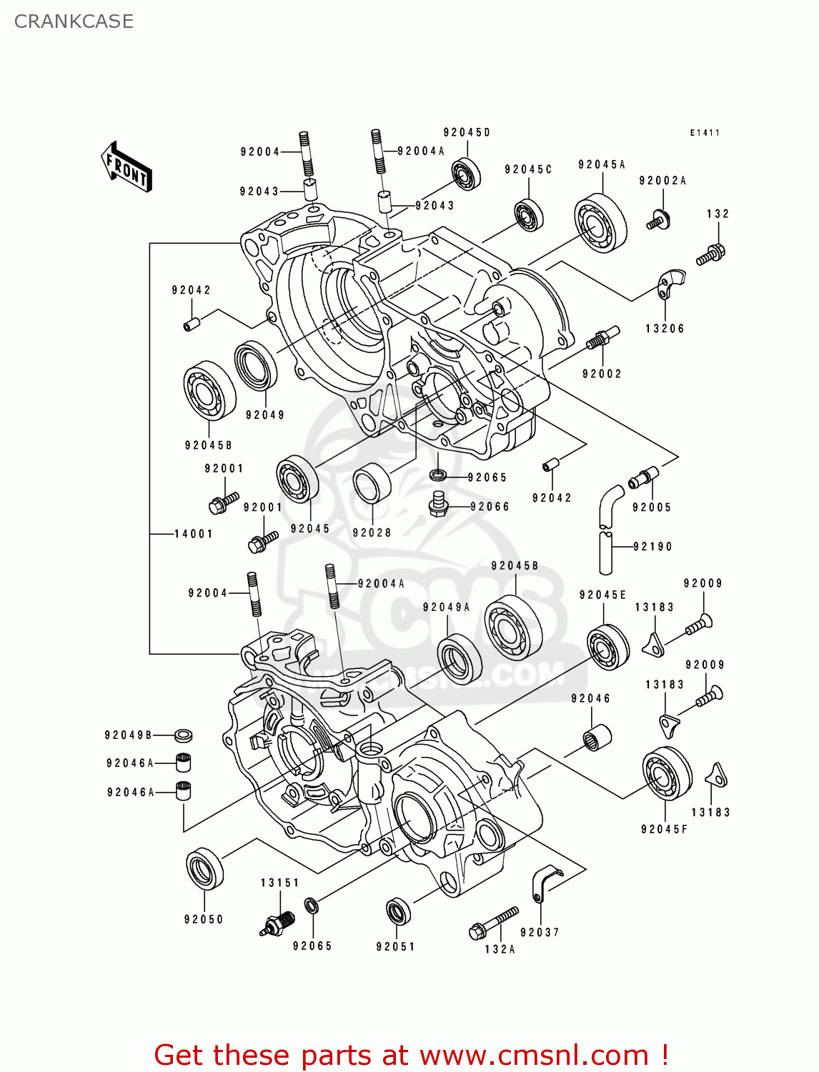 CRANKCASE KDX250-E2 1992 EUROPE FR GR AS