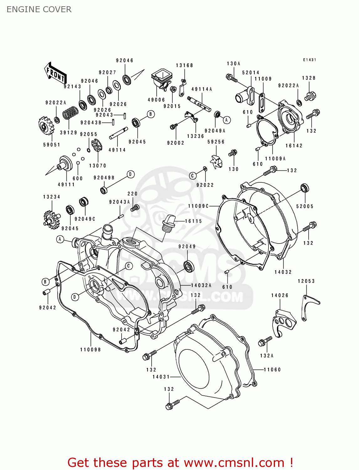 ENGINE COVER KDX250-E2 1992 EUROPE FR GR AS