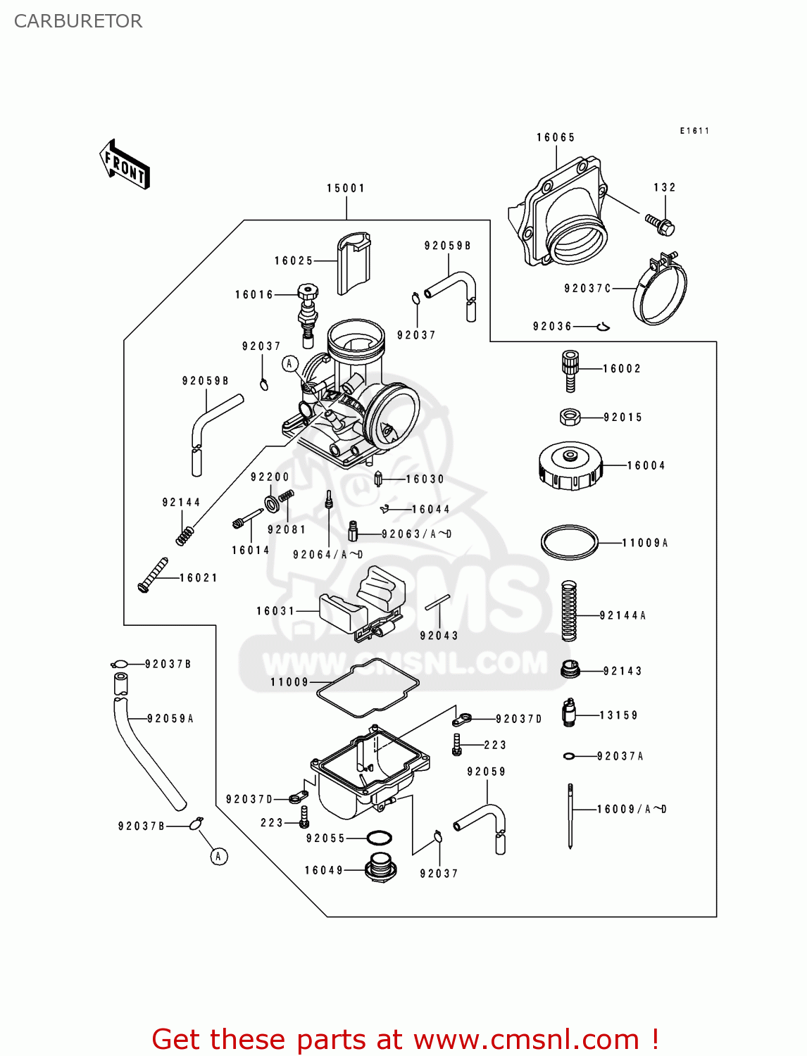 CARBURETOR KDX250-E2 1992 EUROPE FR GR AS