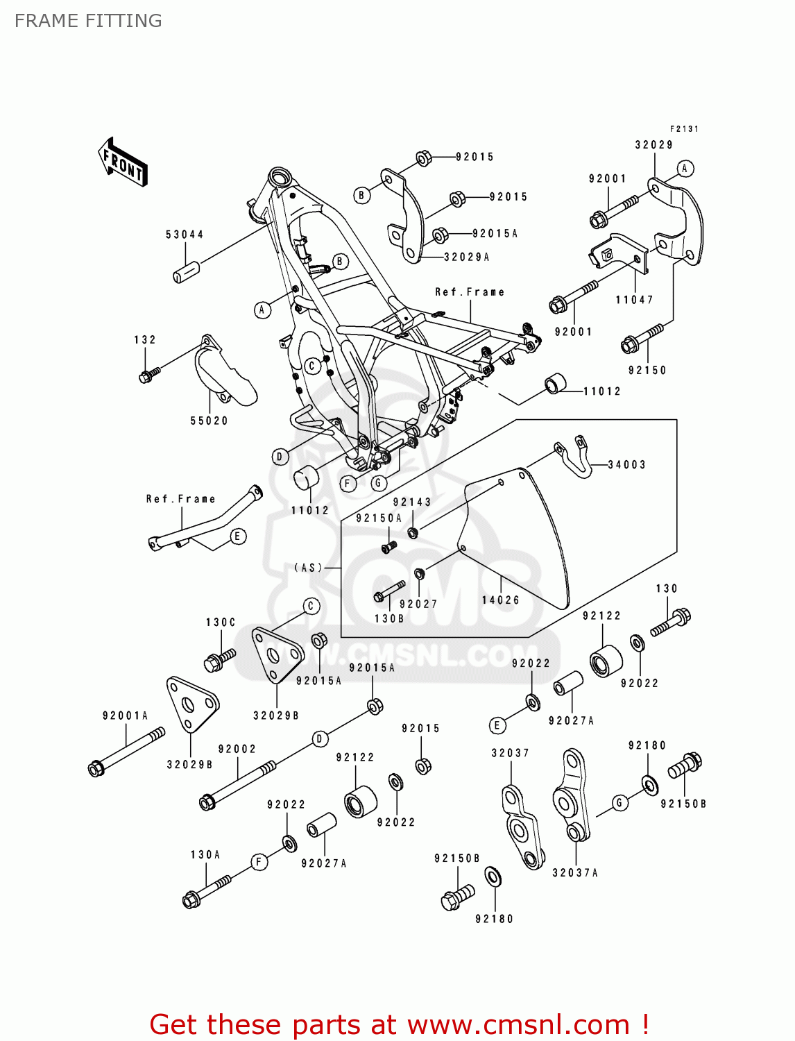 FRAME FITTING KDX250-E2 1992 EUROPE FR GR AS