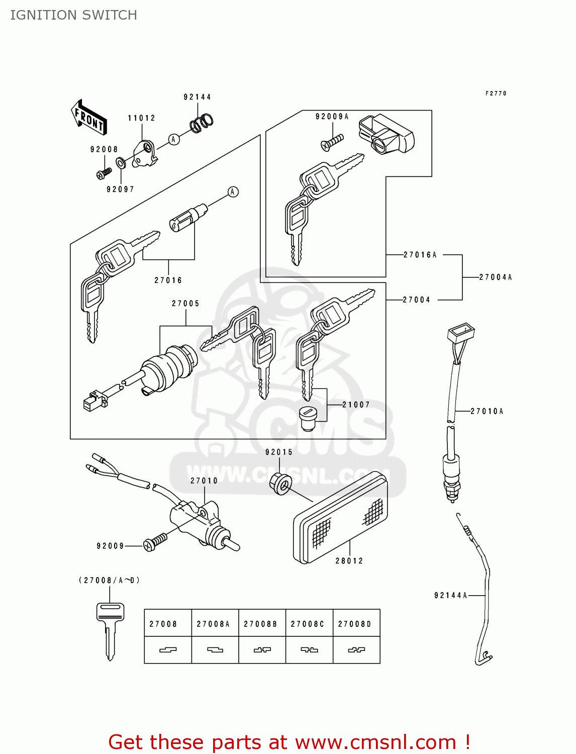 IGNITION SWITCH KDX250-E2 1992 EUROPE FR GR AS