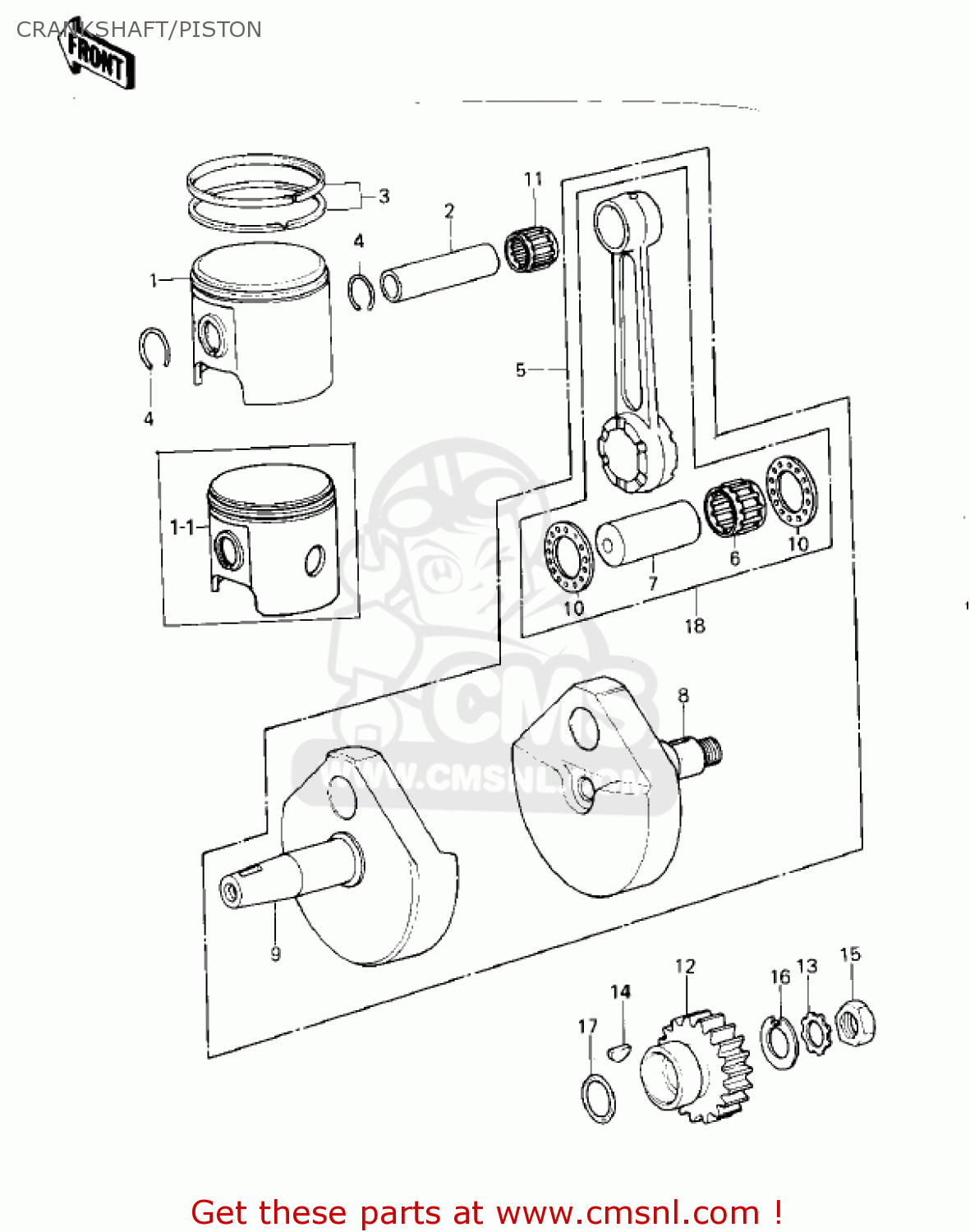 CRANKSHAFT/PISTON KDX400-A1 KDX400 1979 USA CANADA