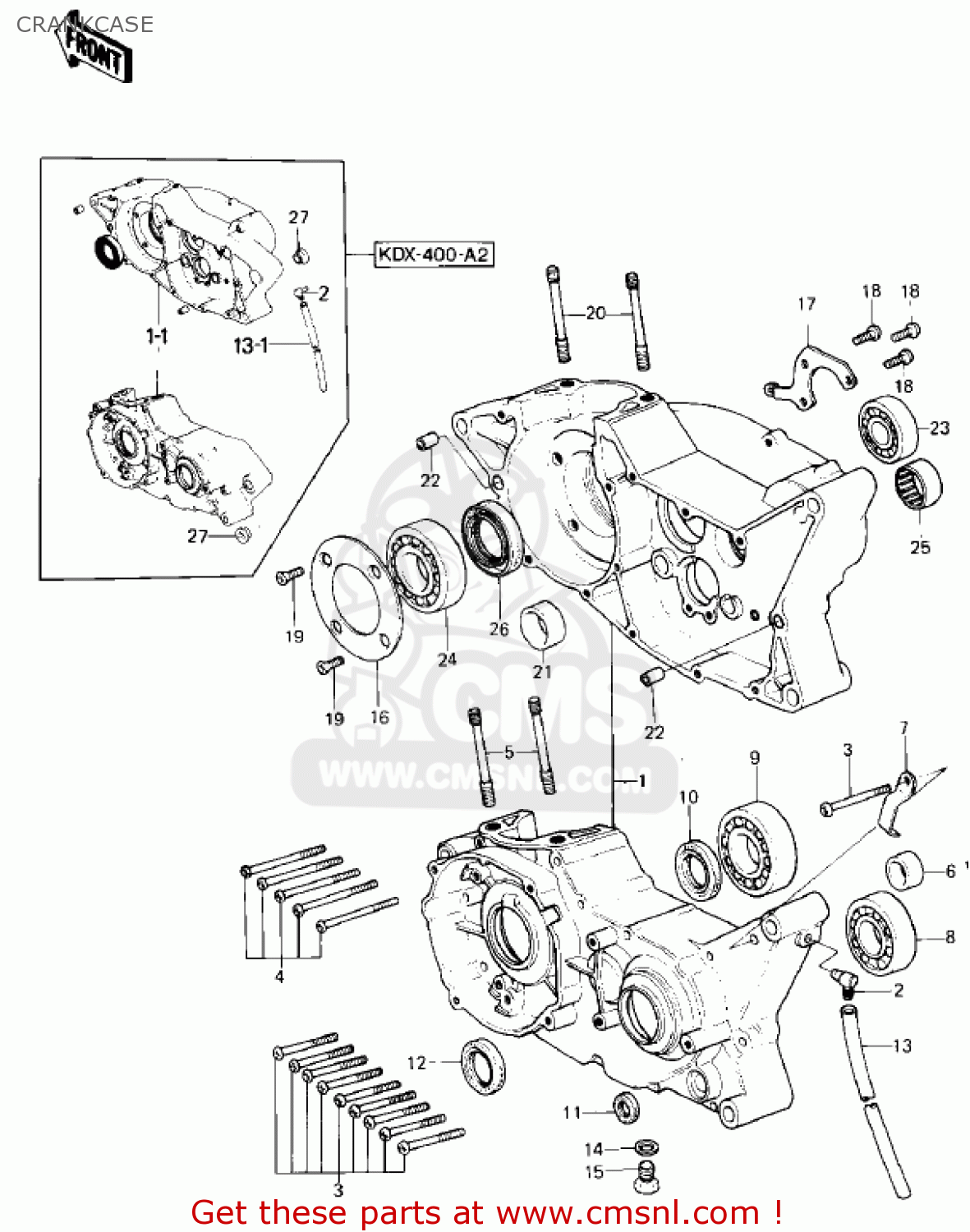 CRANKCASE KDX400-A1 KDX400 1979 USA CANADA