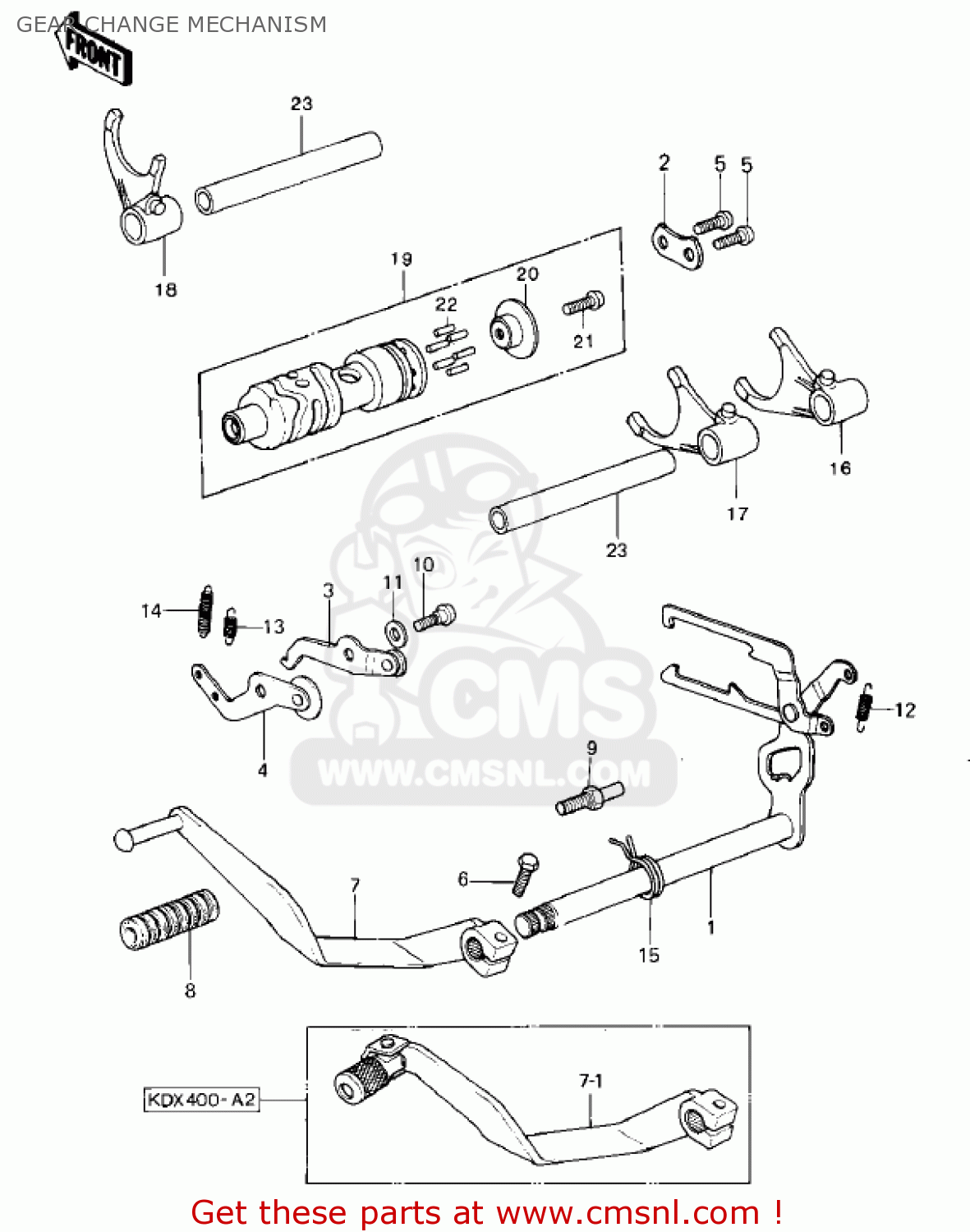GEAR CHANGE MECHANISM KDX400-A1 KDX400 1979 USA CANADA