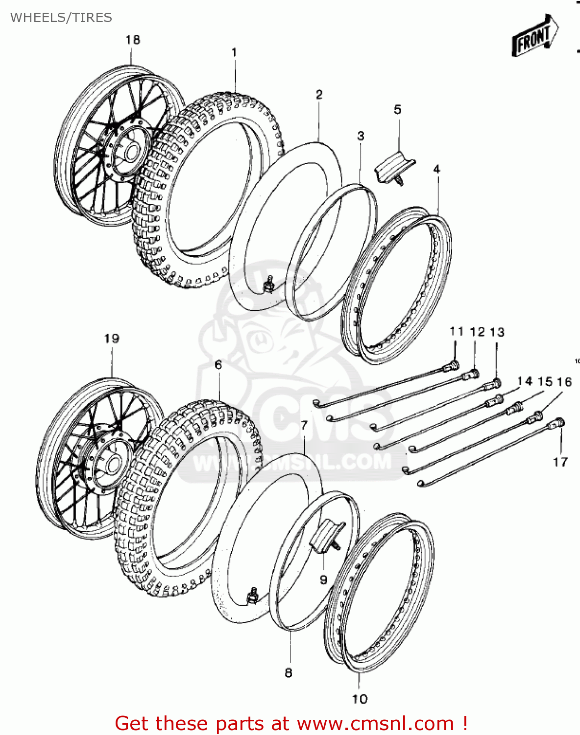 WHEELS/TIRES KDX400-A1 KDX400 1979 USA CANADA