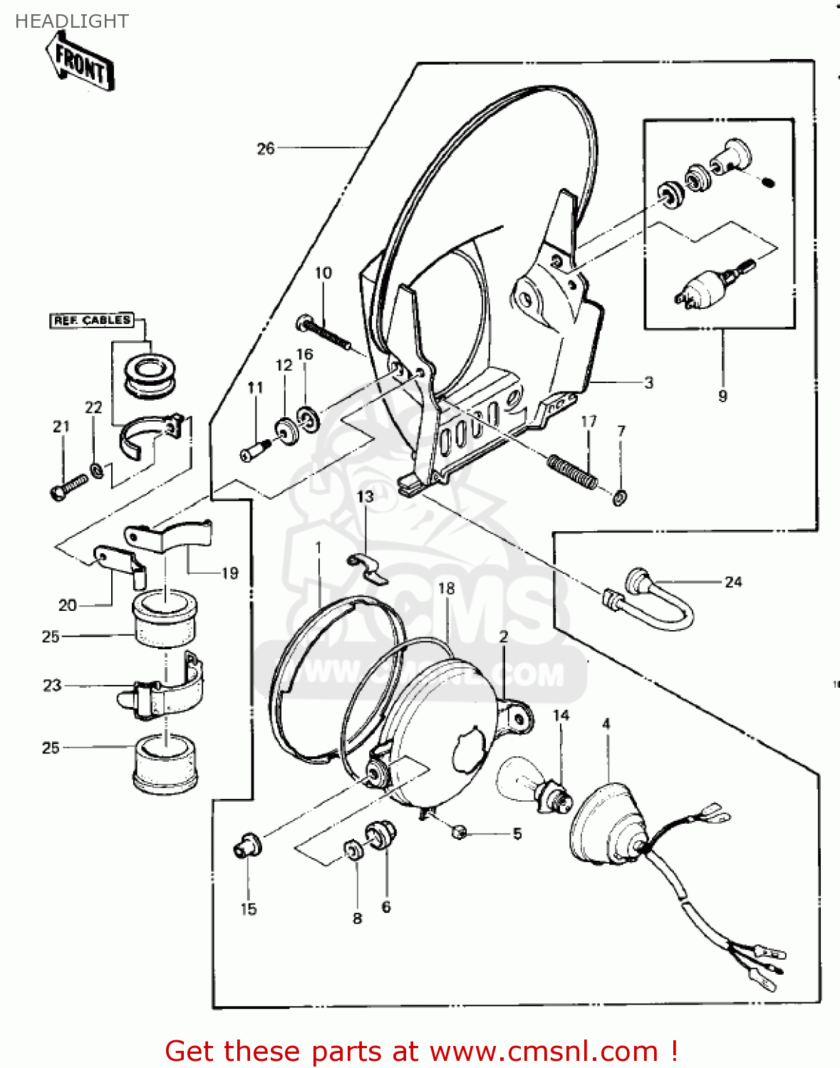 HEADLIGHT KDX400-A1 KDX400 1979 USA CANADA