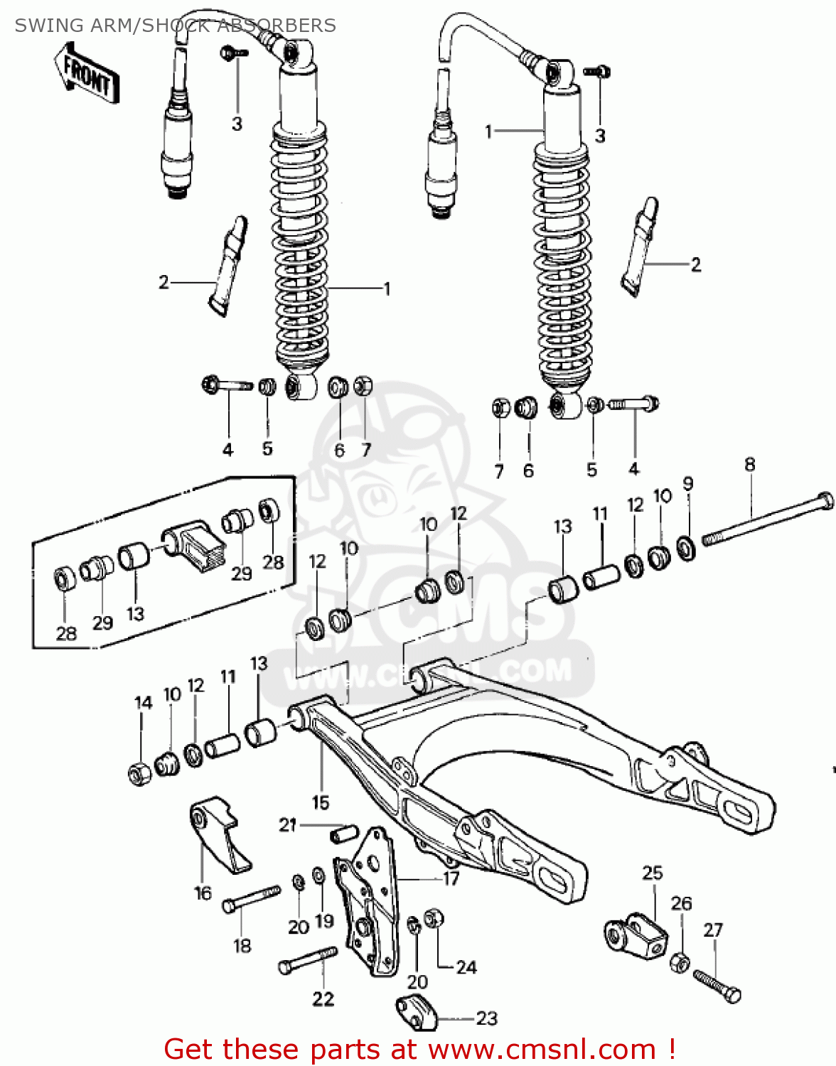 SWING ARM/SHOCK ABSORBERS KDX400-A2 KDX400 1980 USA CANADA
