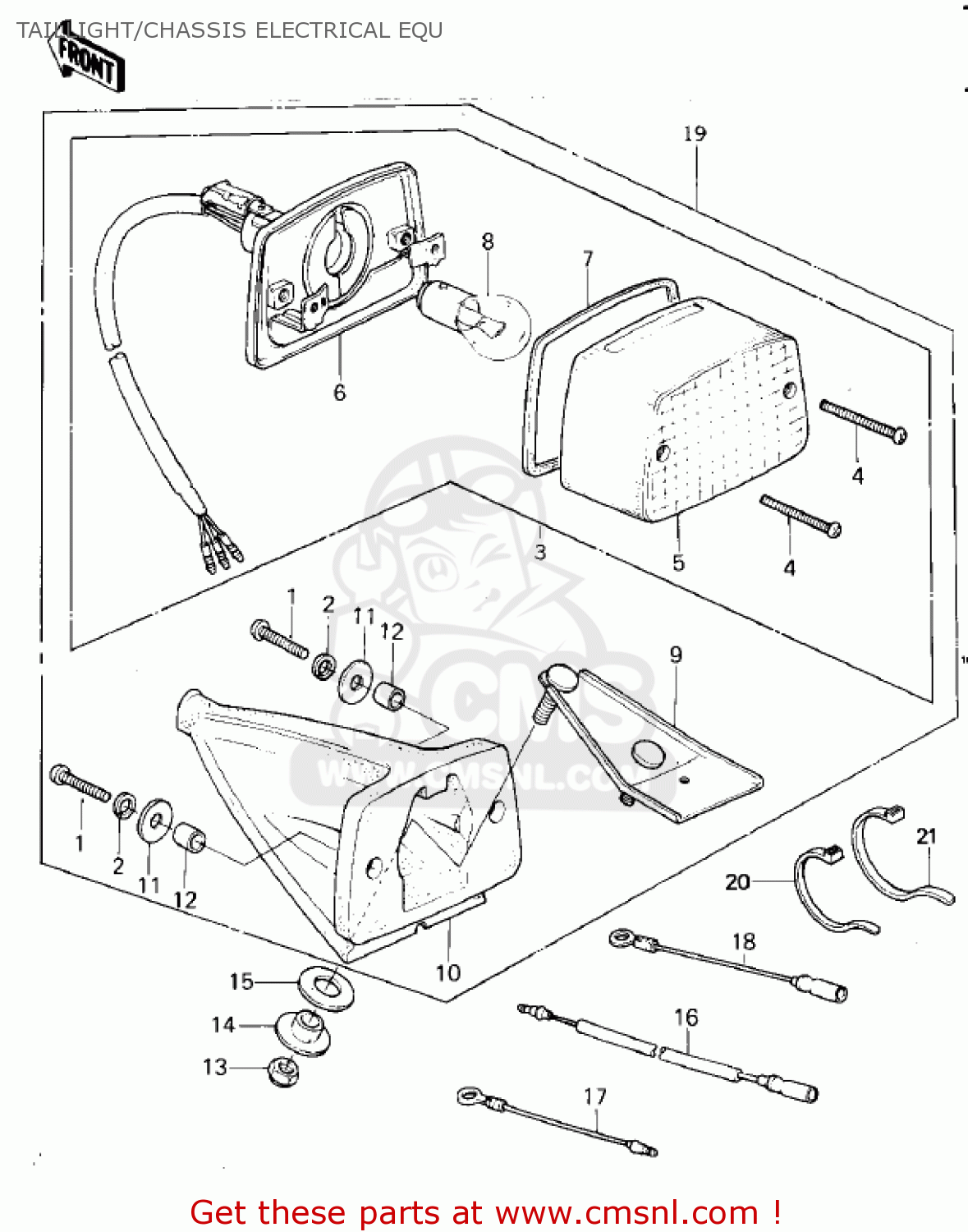 TAILLIGHT/CHASSIS ELECTRICAL EQU KDX400-A2 KDX400 1980 USA CANADA