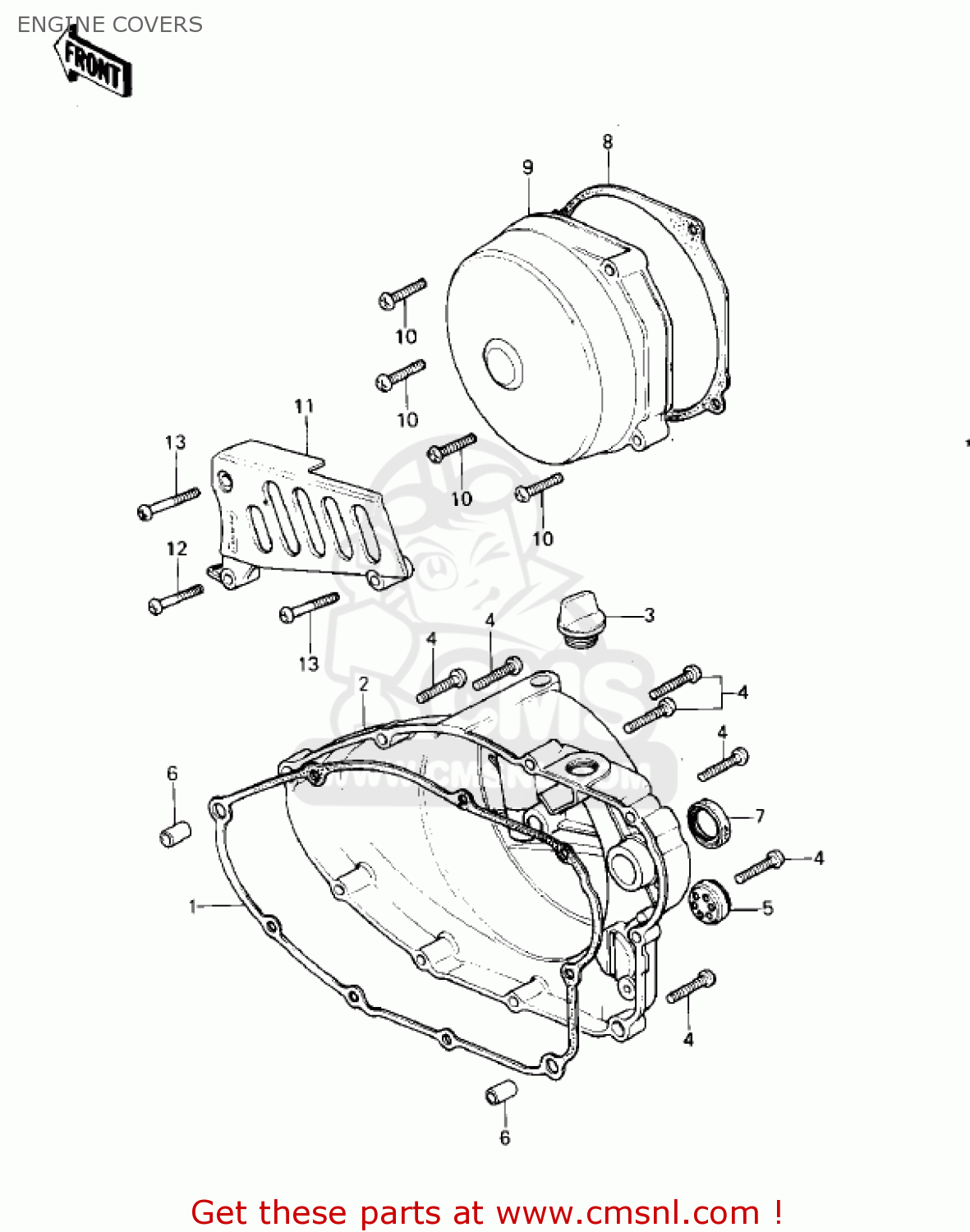 ENGINE COVERS KDX400-A2 KDX400 1980 USA CANADA