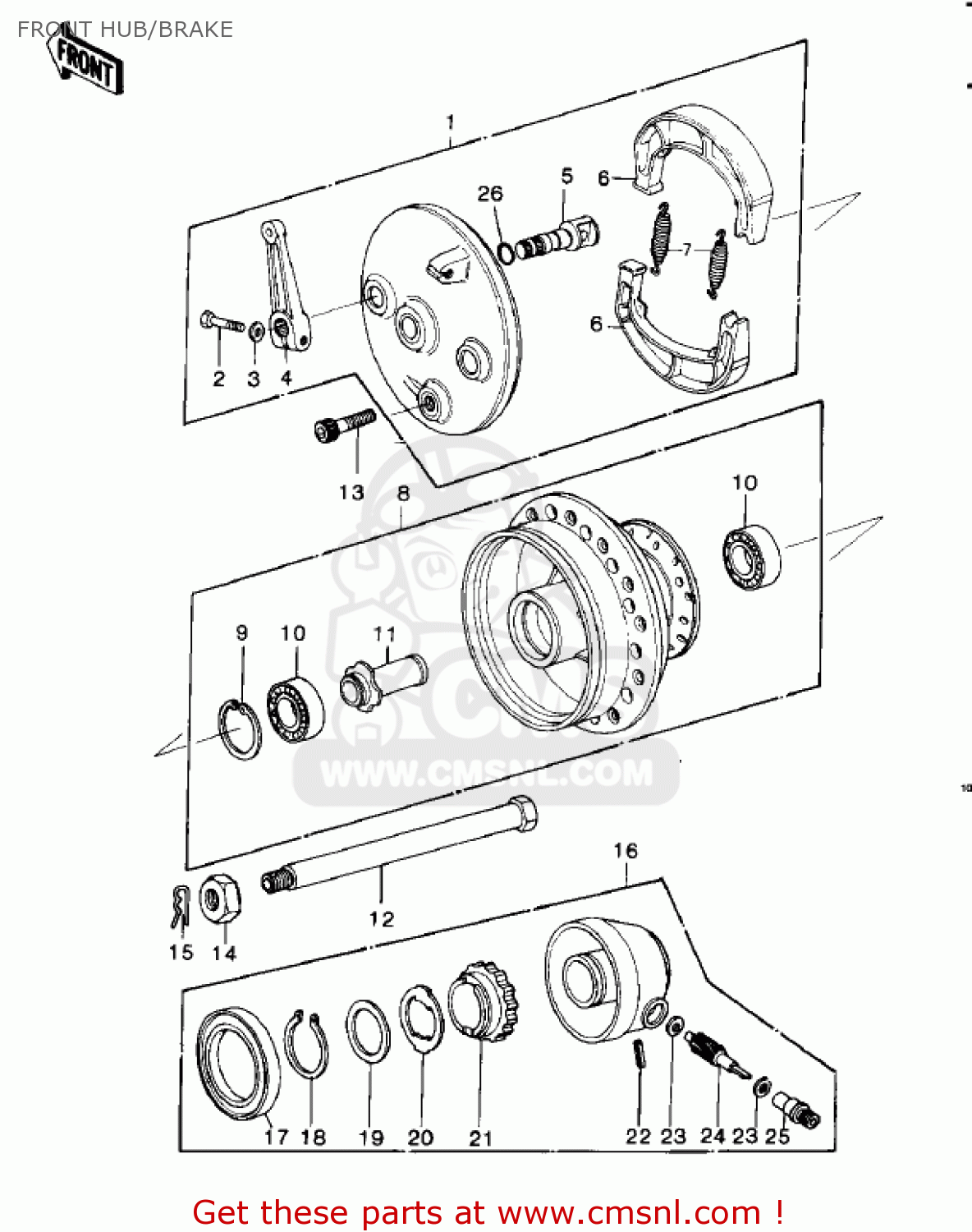 FRONT HUB/BRAKE KDX400-A2 KDX400 1980 USA CANADA