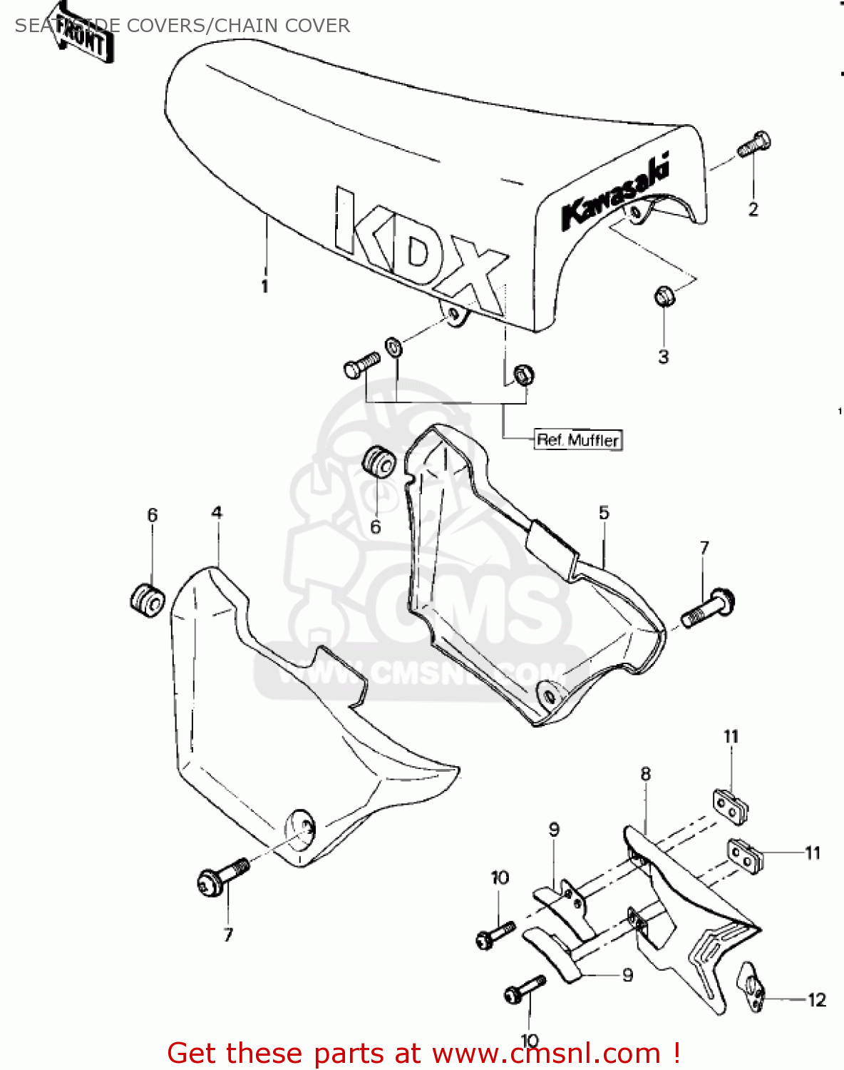 SEAT/SIDE COVERS/CHAIN COVER KDX400-A2 KDX400 1980 USA CANADA