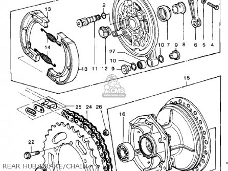 REAR HUB/BRAKE/CHAIN - KDX400-A2 KDX400 1980 USA CANADA