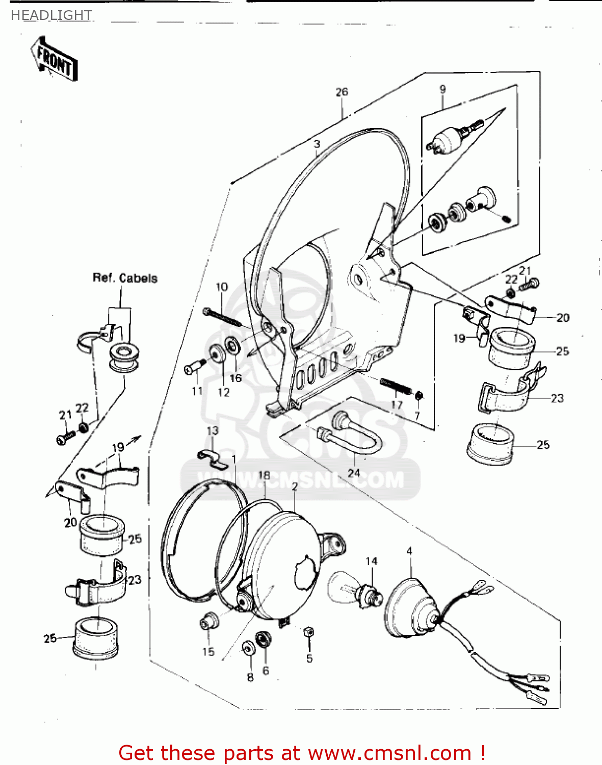 HEADLIGHT KDX420-B1 KDX420 1981 UNITED KINGDOM USA CALIFORNIA EXPORT