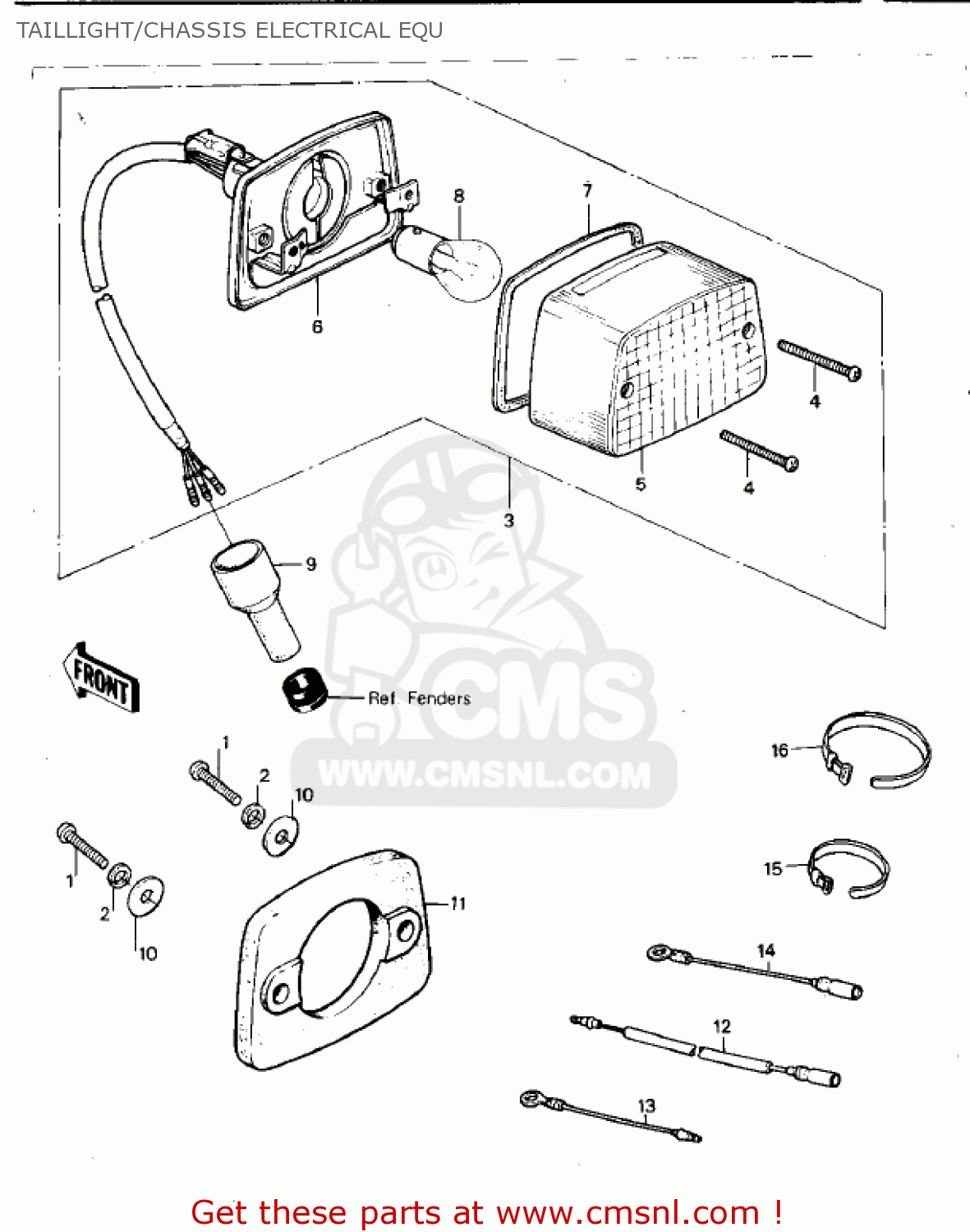 TAILLIGHT/CHASSIS ELECTRICAL EQU KDX420-B1 KDX420 1981 UNITED KINGDOM USA CALIFORNIA EXPORT
