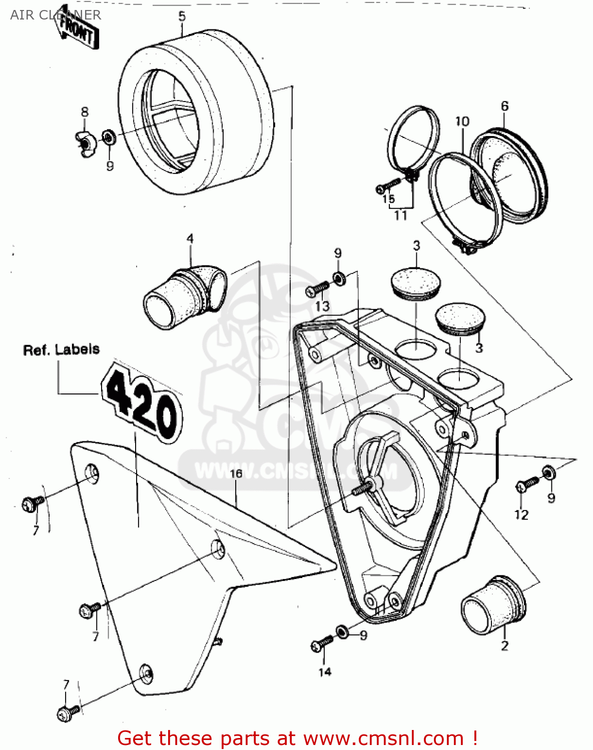 AIR CLEANER KDX420-B1 KDX420 1981 UNITED KINGDOM USA CALIFORNIA EXPORT