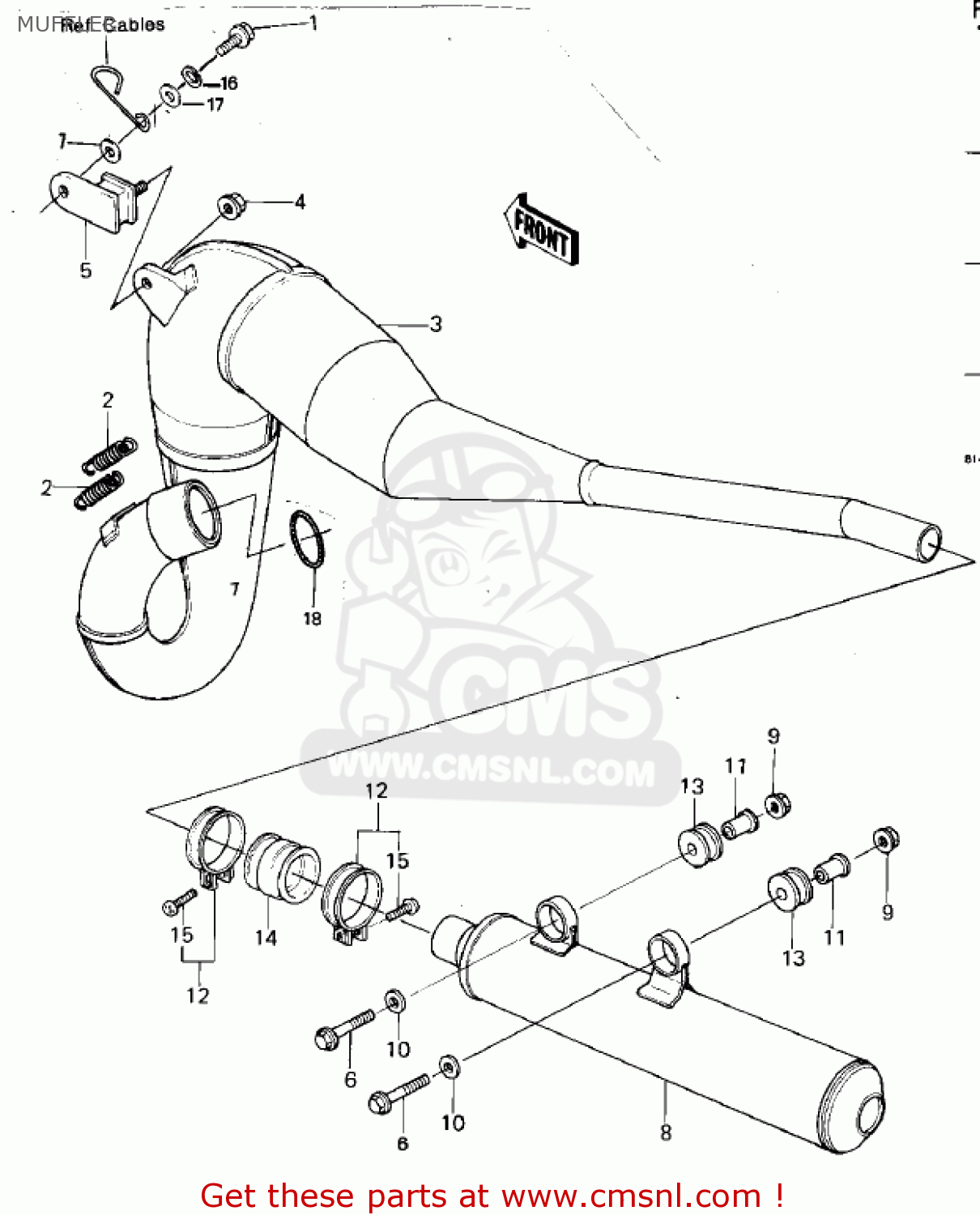 MUFFLER KDX420-B1 KDX420 1981 UNITED KINGDOM USA CALIFORNIA EXPORT