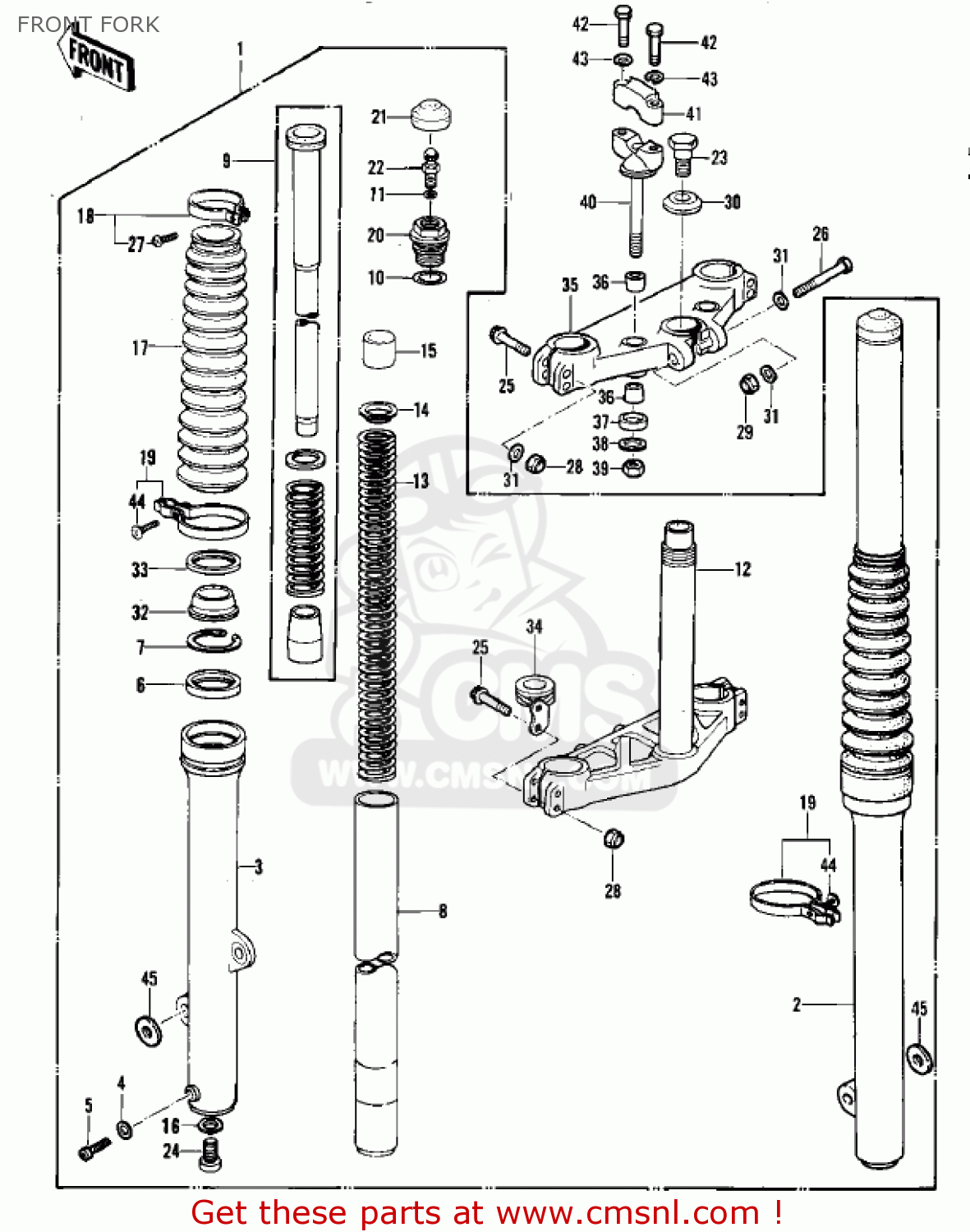 FRONT FORK KDX420-B1 KDX420 1981 UNITED KINGDOM USA CALIFORNIA EXPORT