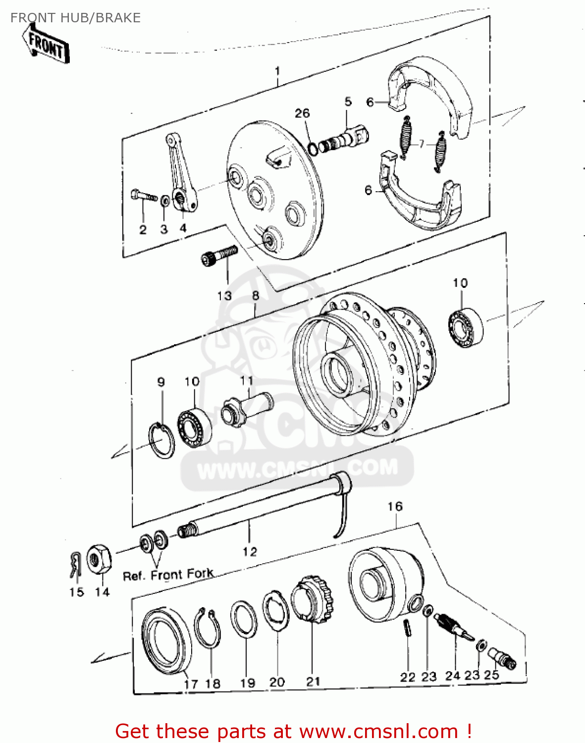 FRONT HUB/BRAKE KDX420-B1 KDX420 1981 UNITED KINGDOM USA CALIFORNIA EXPORT