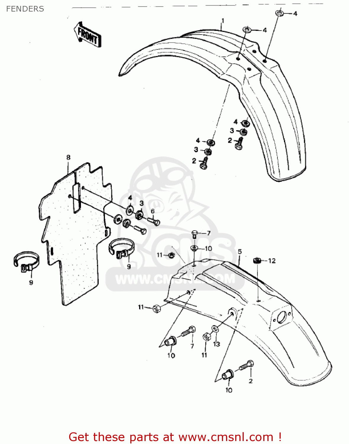 FENDERS KDX420-B1 KDX420 1981 UNITED KINGDOM USA CALIFORNIA EXPORT