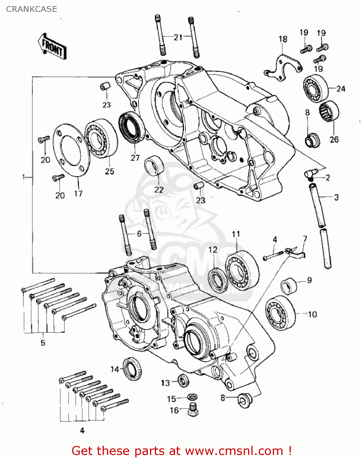CRANKCASE KDX420-B1 KDX420 1981 UNITED KINGDOM USA CALIFORNIA EXPORT