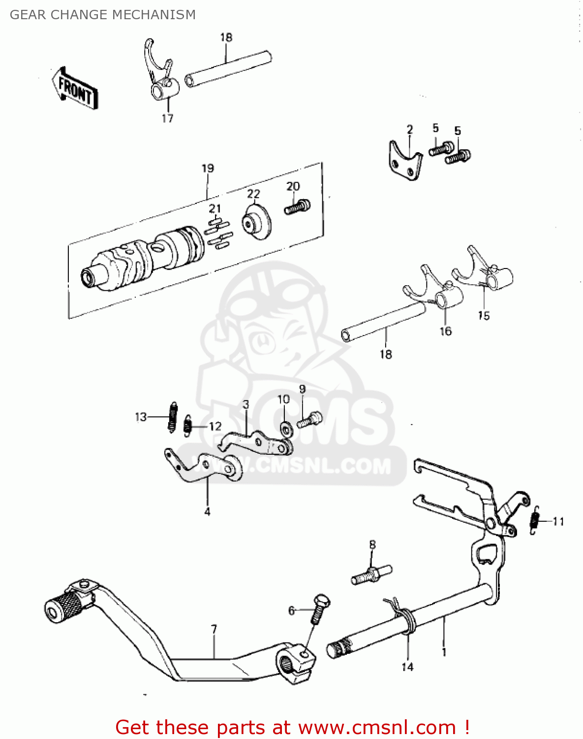 GEAR CHANGE MECHANISM KDX420-B1 KDX420 1981 UNITED KINGDOM USA CALIFORNIA EXPORT