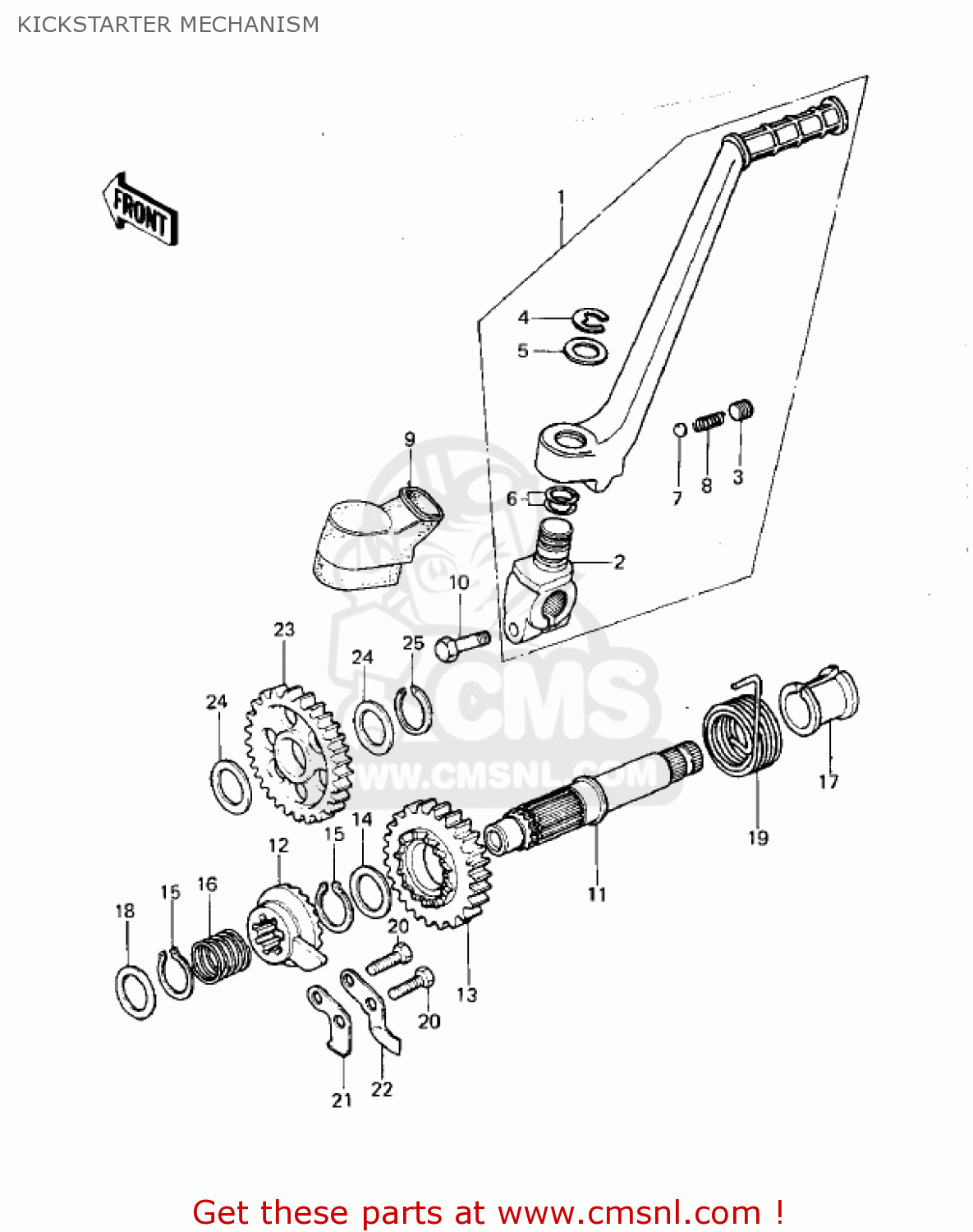 KICKSTARTER MECHANISM KDX420-B1 KDX420 1981 UNITED KINGDOM USA CALIFORNIA EXPORT