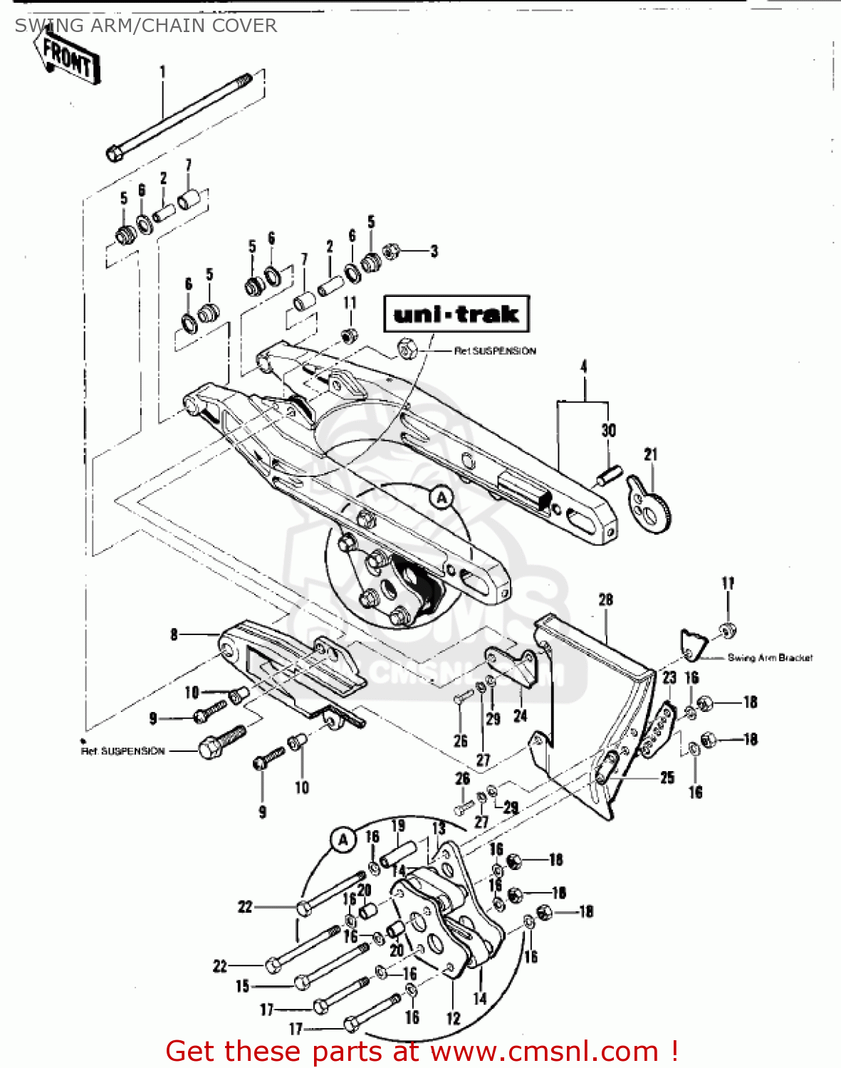 SWING ARM/CHAIN COVER KDX420-B1 KDX420 1981 UNITED KINGDOM USA CALIFORNIA EXPORT