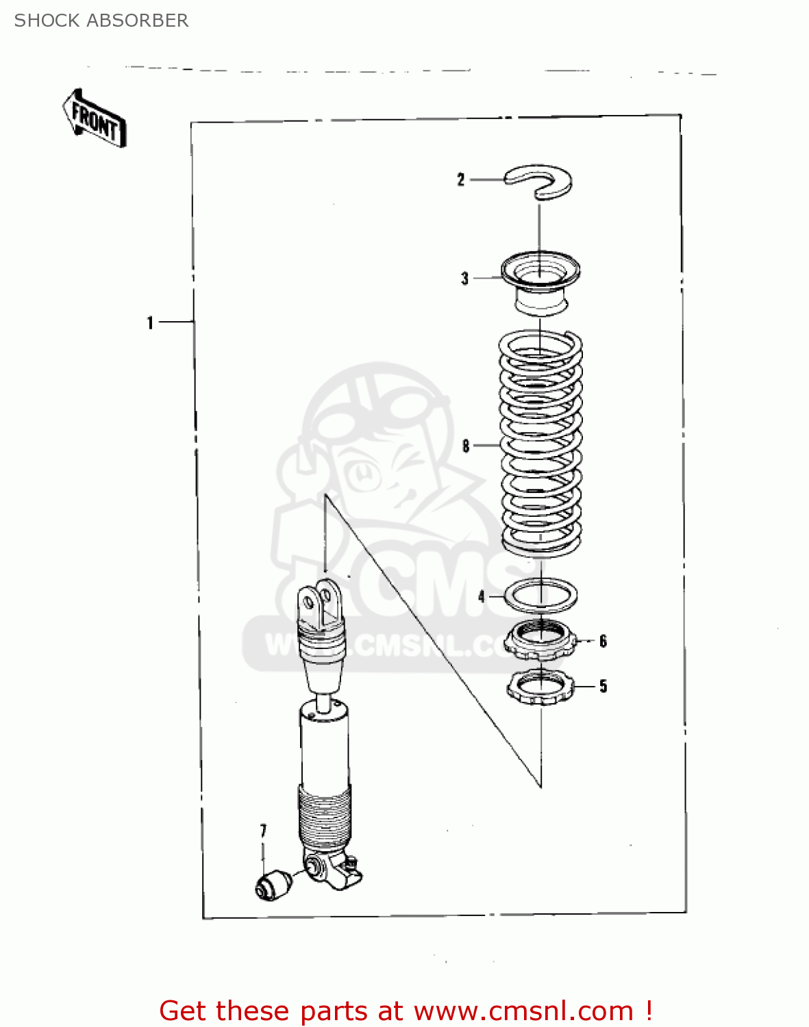 SHOCK ABSORBER KDX420-B1 KDX420 1981 UNITED KINGDOM USA CALIFORNIA EXPORT