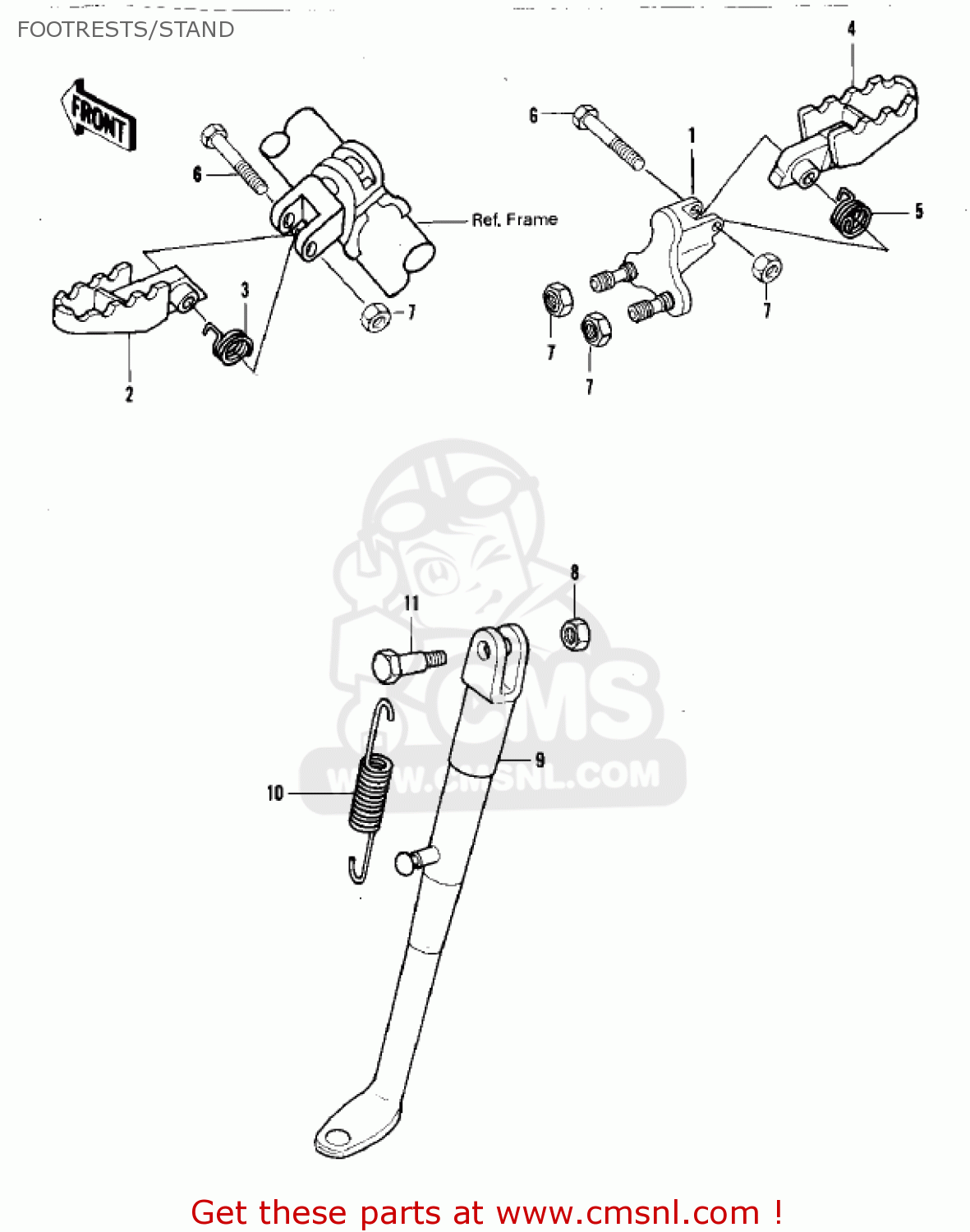 FOOTRESTS/STAND KDX420-B1 KDX420 1981 UNITED KINGDOM USA CALIFORNIA EXPORT