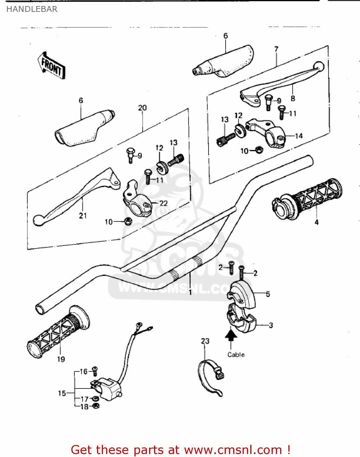 HANDLEBAR KDX420-B1 KDX420 1981 UNITED KINGDOM USA CALIFORNIA EXPORT