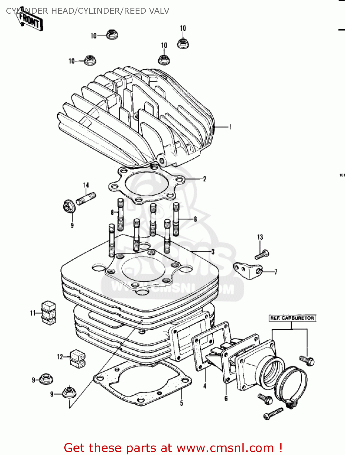 CYLINDER HEAD/CYLINDER/REED VALV KDX450-A1 KDX450 1982 UNITED KINGDOM USA CALIFORNIA EXPORT