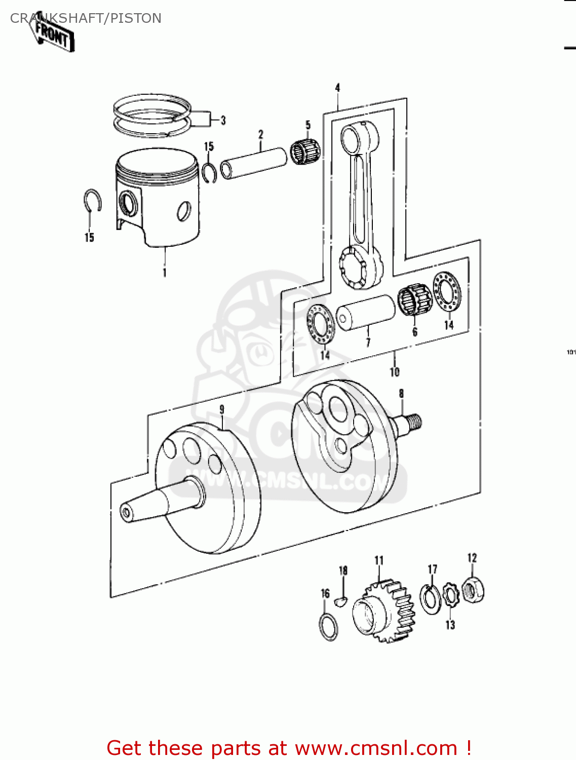 CRANKSHAFT/PISTON KDX450-A1 KDX450 1982 UNITED KINGDOM USA CALIFORNIA EXPORT