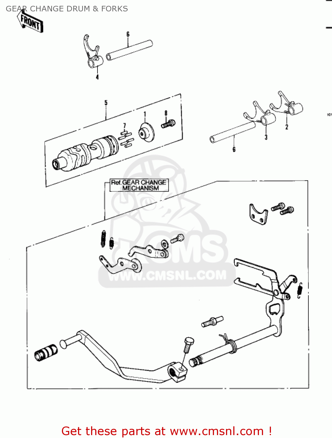 GEAR CHANGE DRUM & FORKS KDX450-A1 KDX450 1982 UNITED KINGDOM USA CALIFORNIA EXPORT