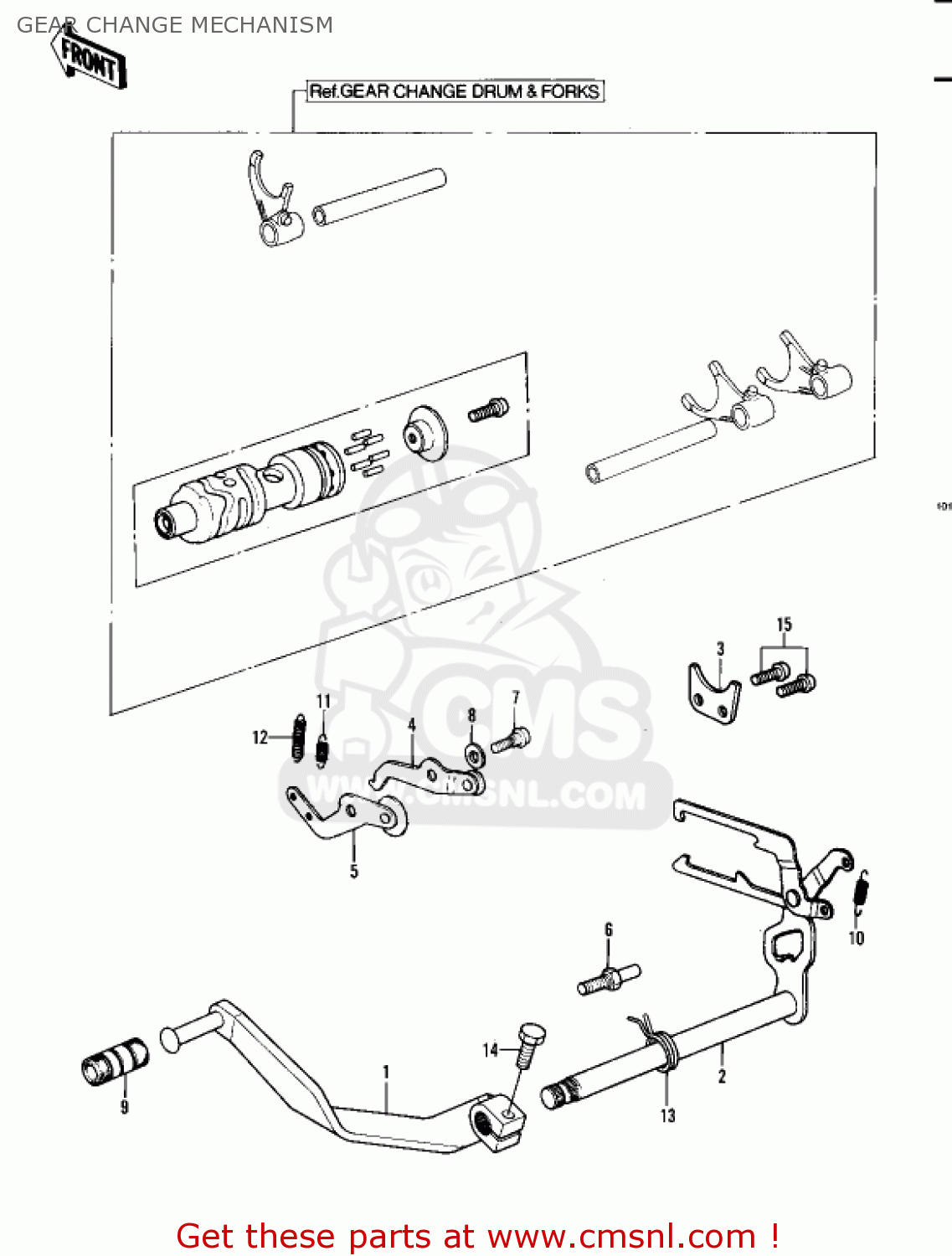 GEAR CHANGE MECHANISM KDX450-A1 KDX450 1982 UNITED KINGDOM USA CALIFORNIA EXPORT