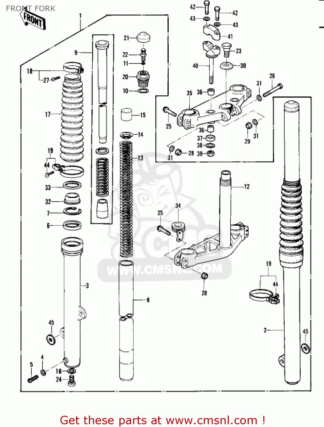 FRONT FORK KDX450-A1 KDX450 1982 UNITED KINGDOM USA CALIFORNIA EXPORT
