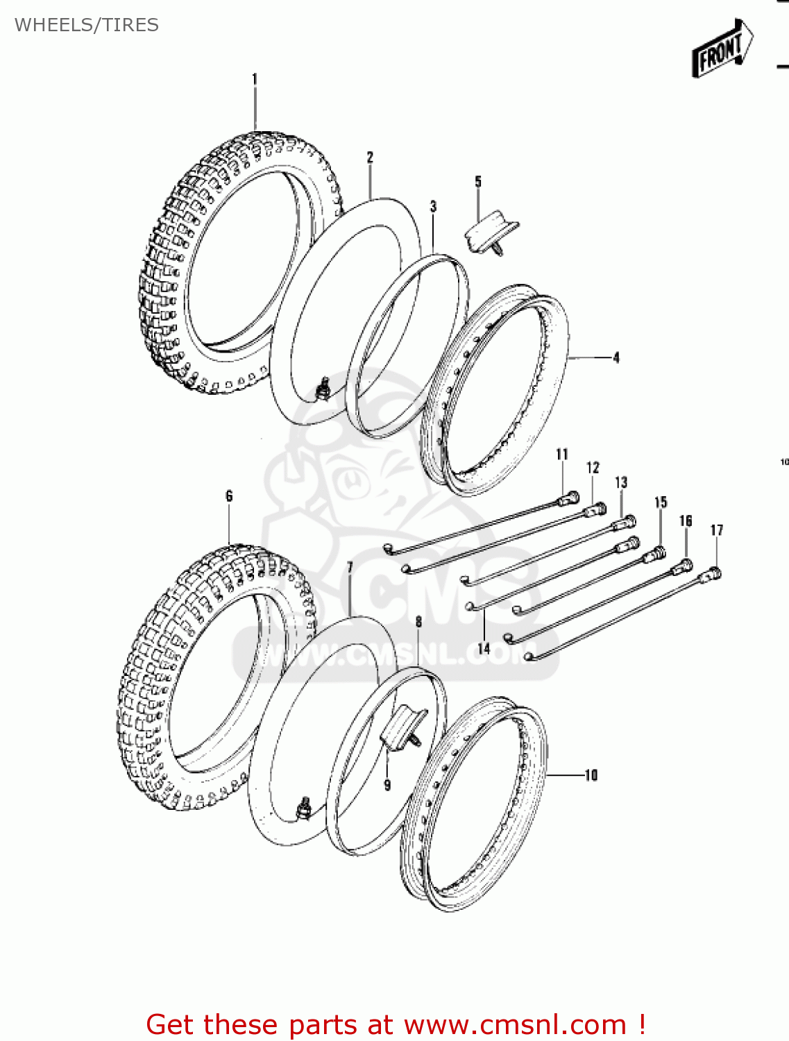 WHEELS/TIRES KDX450-A1 KDX450 1982 UNITED KINGDOM USA CALIFORNIA EXPORT