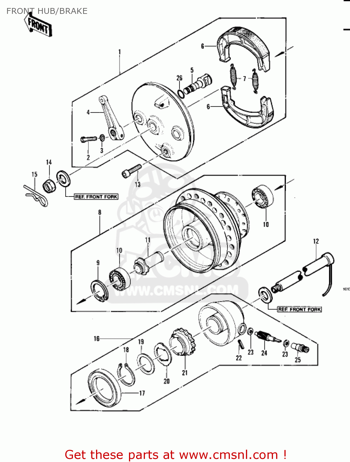 FRONT HUB/BRAKE KDX450-A1 KDX450 1982 UNITED KINGDOM USA CALIFORNIA EXPORT