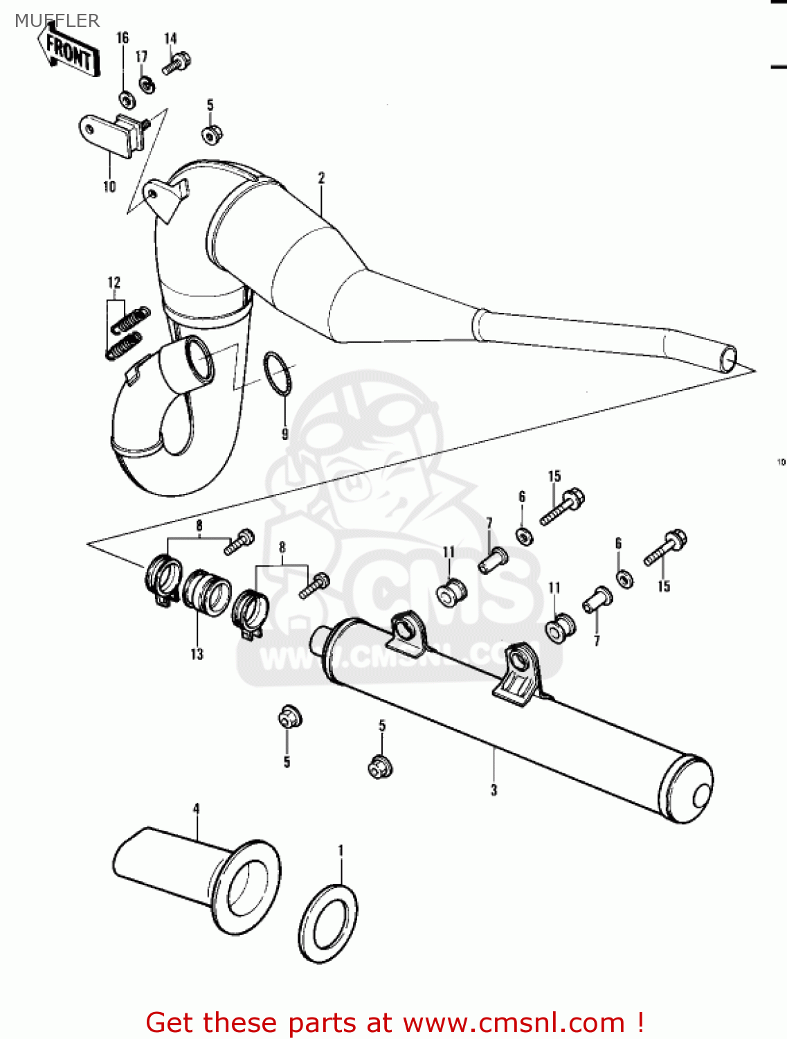 MUFFLER KDX450-A1 KDX450 1982 UNITED KINGDOM USA CALIFORNIA EXPORT