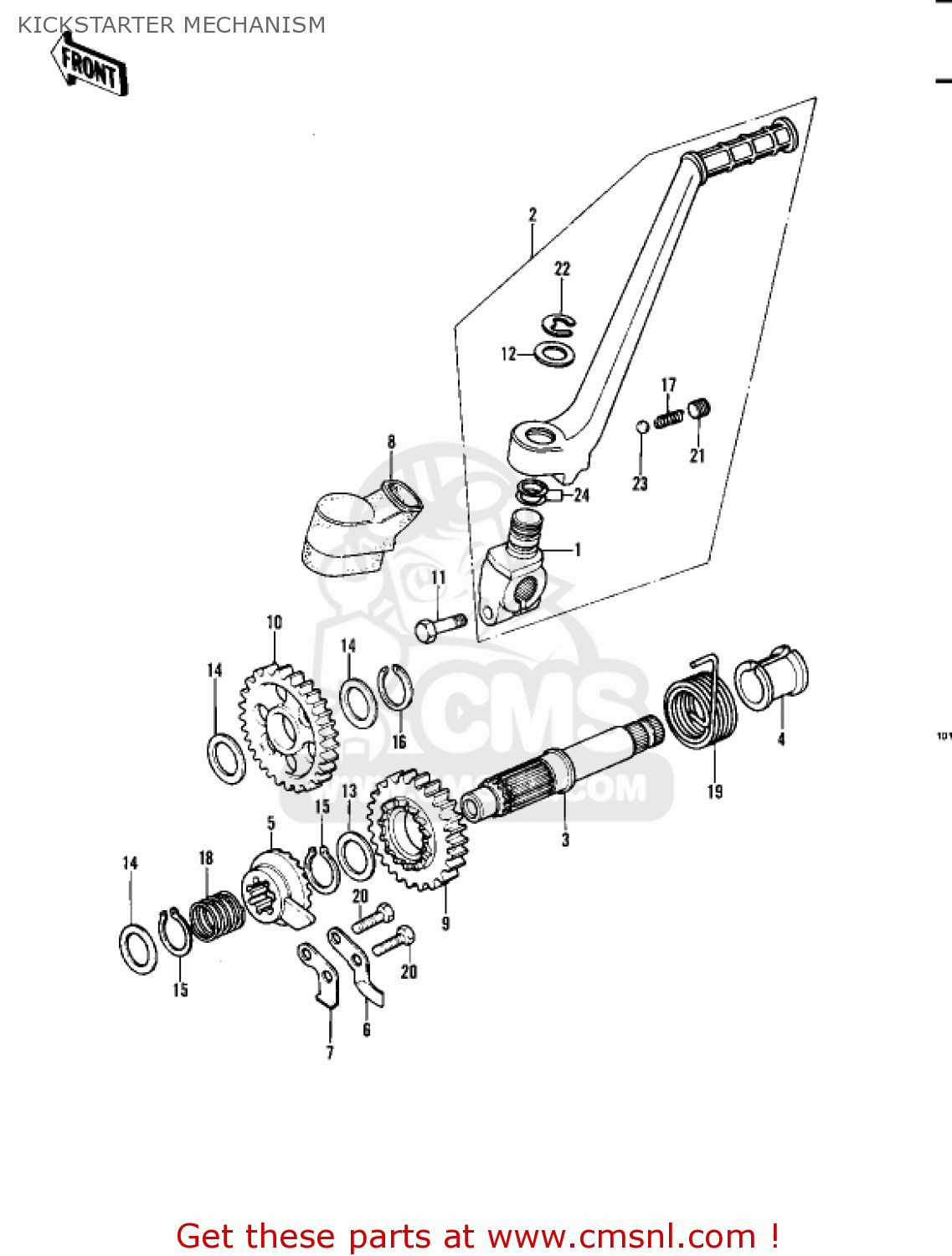 KICKSTARTER MECHANISM KDX450-A1 KDX450 1982 UNITED KINGDOM USA CALIFORNIA EXPORT